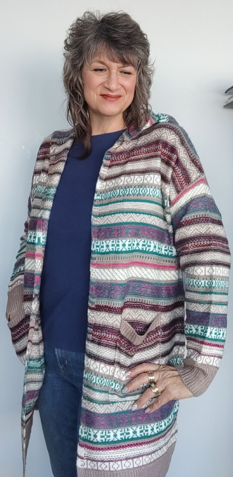 Stylish Multi Stripe Hooded Cardigan for Women - Cozy Oversized Sweater with Pockets - Perfect for Fall, Winter & Casual Outfits
