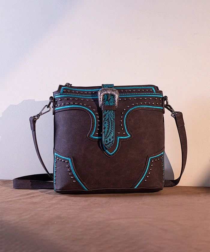Montana West Women's Crossbody Bag with Buckle Studs - Stylish Leather Purse for Everyday Use, Travel & Shopping