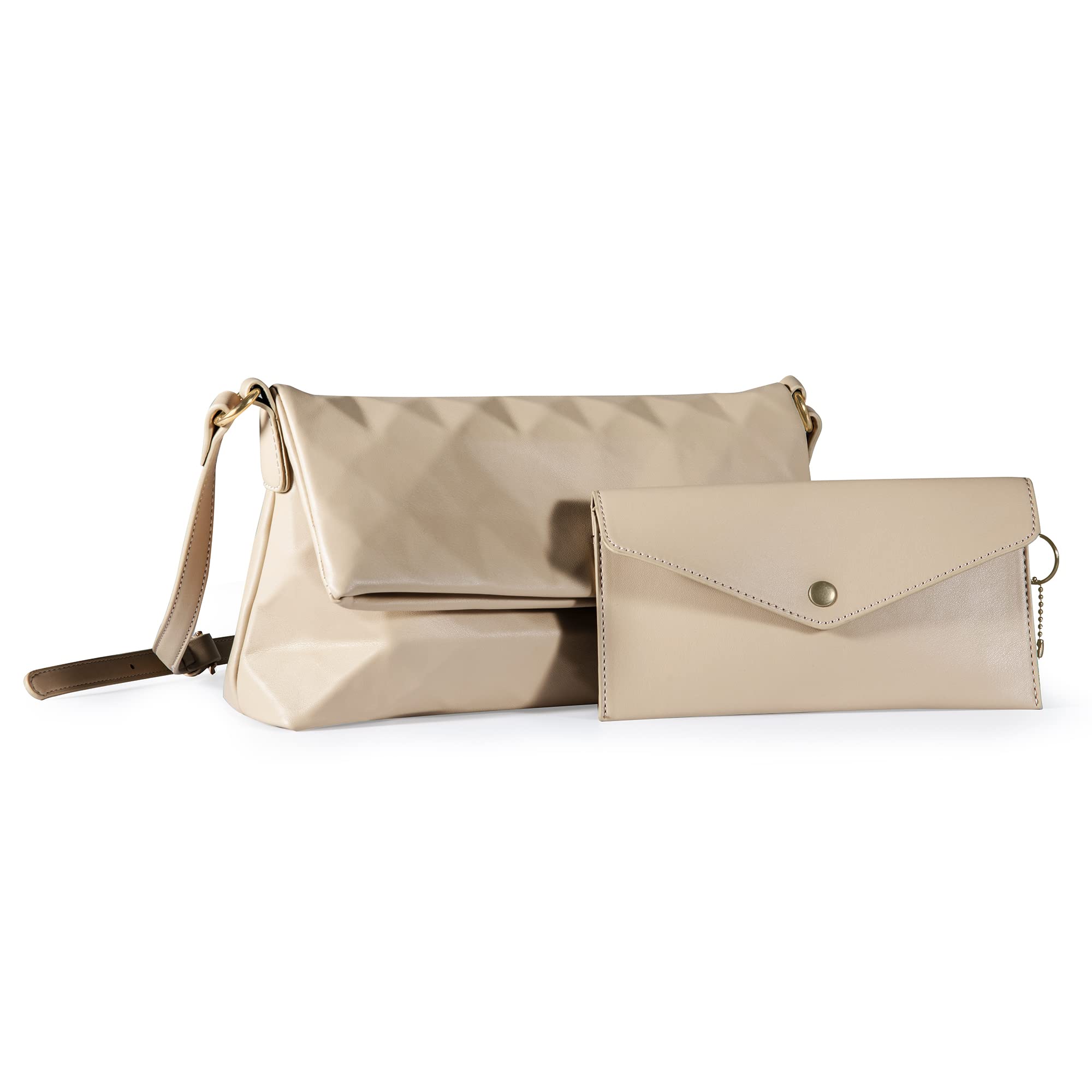 Geometric Crossbody Purse for Women - Holographic Shoulder Bag with Multi-Shaped Design, Convertible to Messenger Bag & Wallet Clutch Set | Perfect for Work, Travel & Night Out