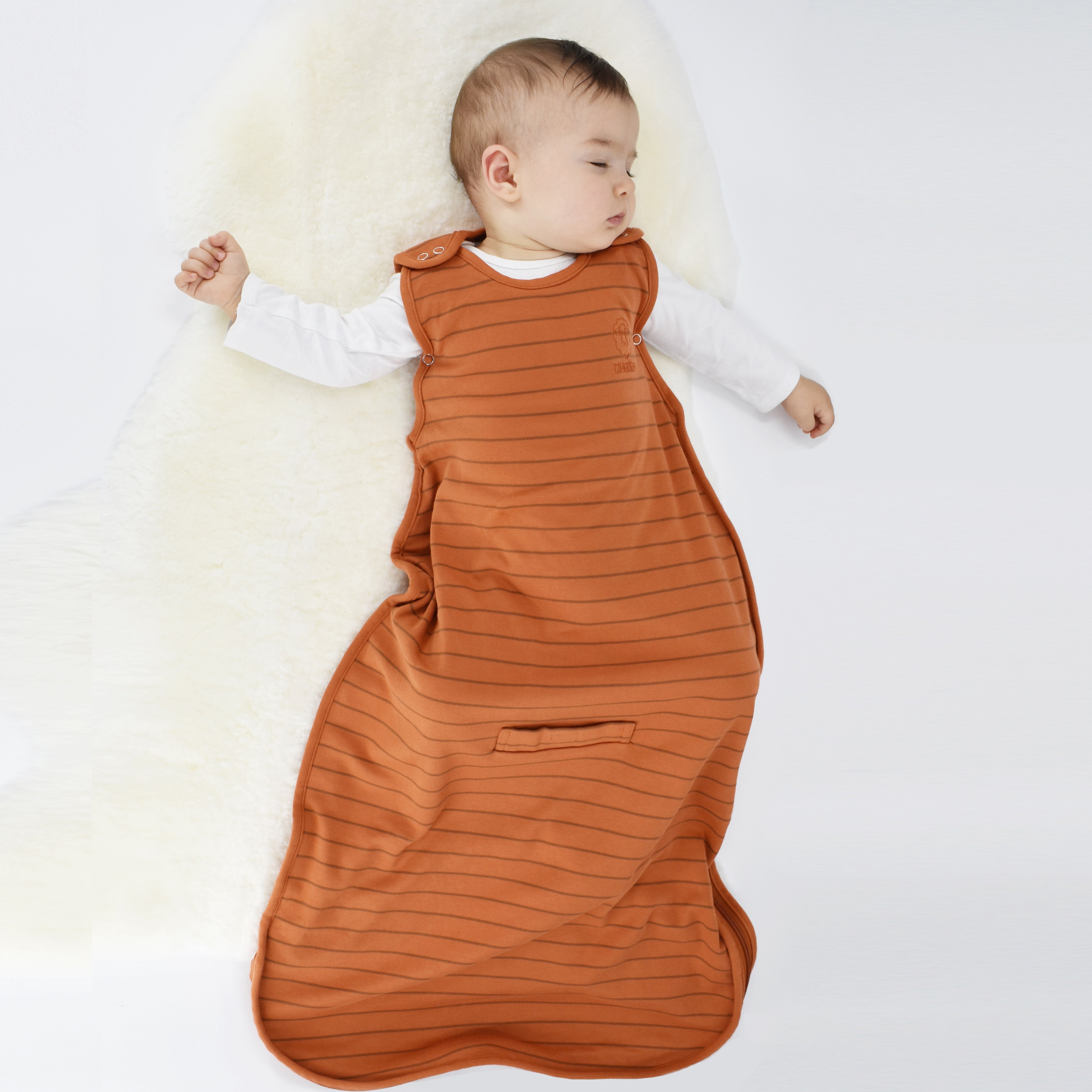 4 Season Baby Sleep Bag - Merino Wool & Organic Cotton for 2 Months to 2 Years - Terracotta Color - Perfect for Nursery, Daycare & Travel