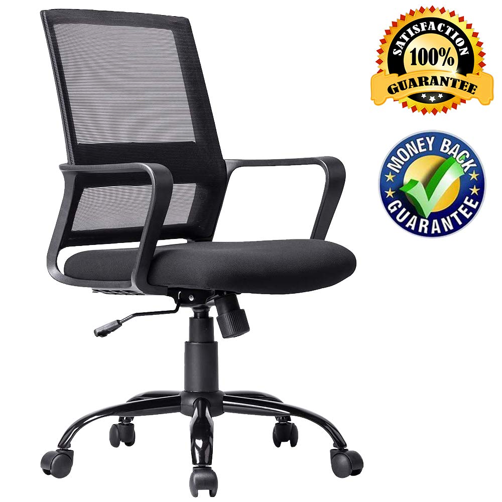 Ergonomic Mesh Office Chair with Adjustable Height, Lumbar Support & Rolling Swivel - Black - Perfect for Home Office, Gaming & Computer Workstations
