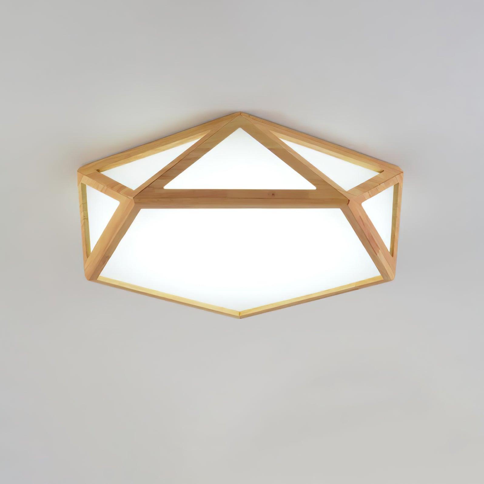 Modern Diamond Wooden Ceiling Light Fixture - Elegant Handcrafted Wood & Crystal Chandelier for Living Room, Bedroom, Dining Room - Perfect for Home Decor and Ambient Lighting