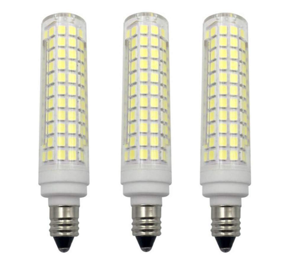 Dimmable E11 LED Bulbs 10W (100W Halogen Equivalent) - 110V Cool White 6000K Corn Light Bulbs with JD T4 E11 Mini Candelabra Base - 136 LED 2835 SMD - 3 Pack - Perfect for Chandeliers, Ceiling Fans & Decorative Lighting
