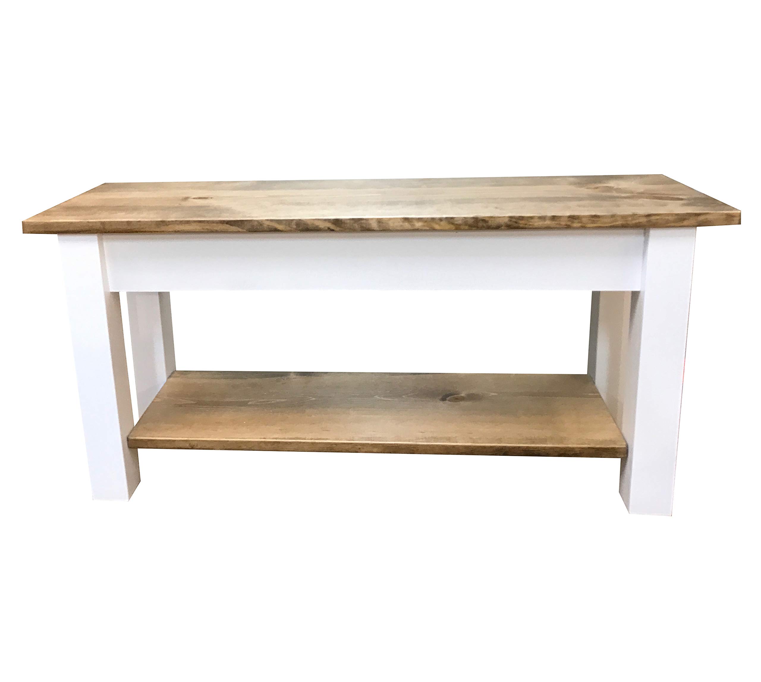 Ambler 30-Inch Wooden Bench with Shelf - Sturdy Entryway Seating & Storage for Hallway, Living Room, or Bedroom