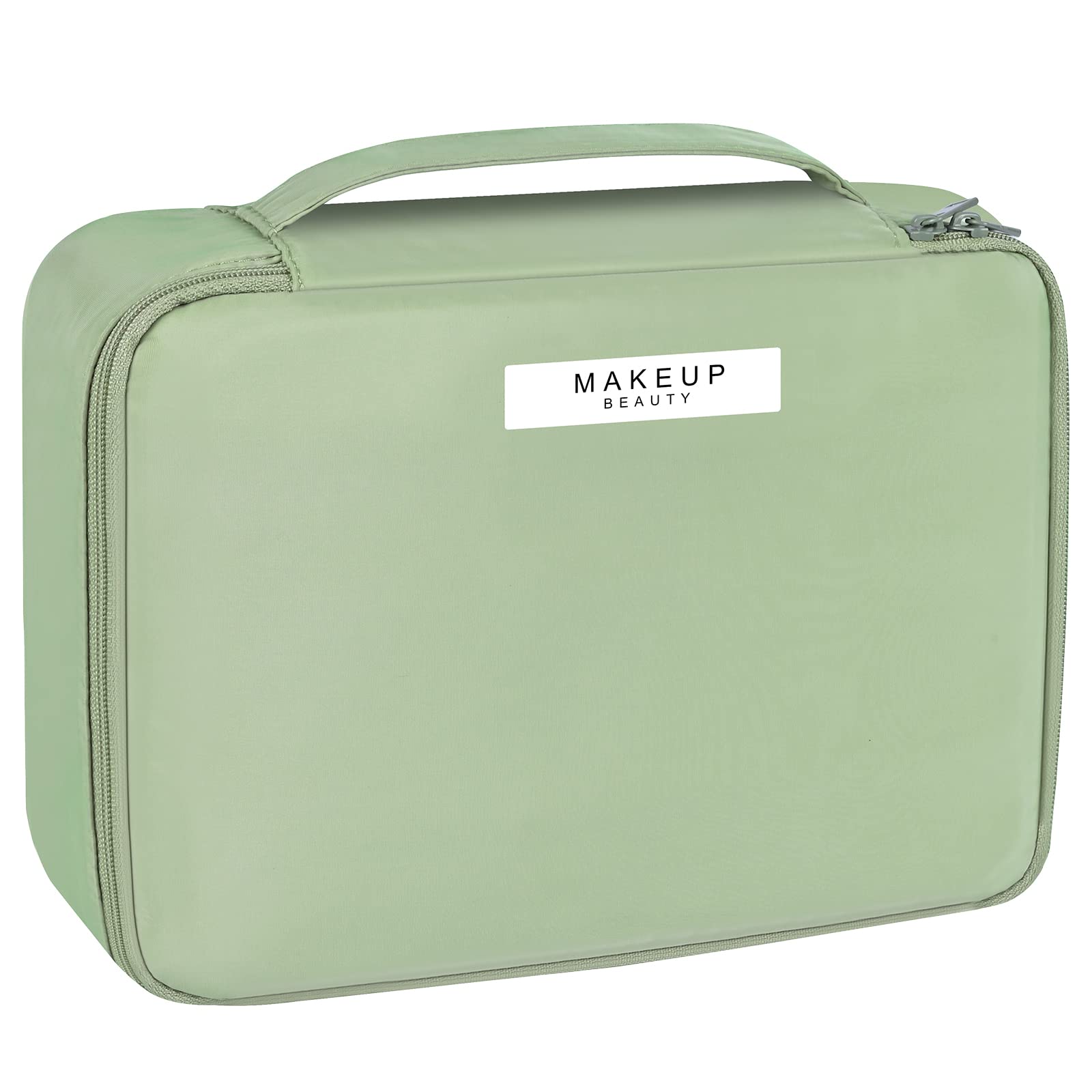 Large Waterproof Makeup Bag for Travel - Cosmetic Organizer with Brush Storage, Toiletry Case for Women & Girls - Perfect for Home, Office & Vacation - Green