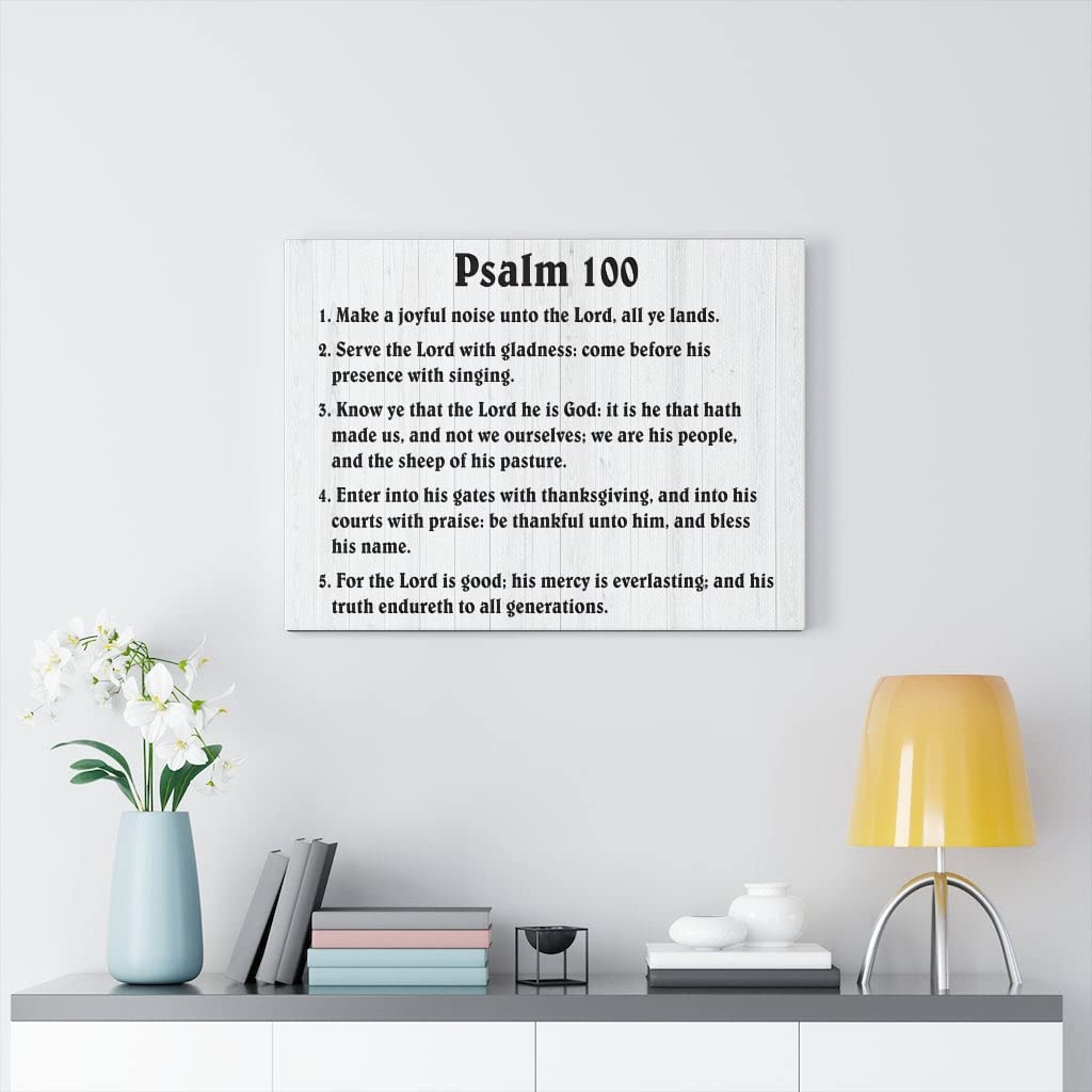 Christian Bible Verse Canvas Art - Psalm 100 Praise God Cheerfully Scripture Wall Decor | Perfect for Home, Church & Office Inspirational Gifts