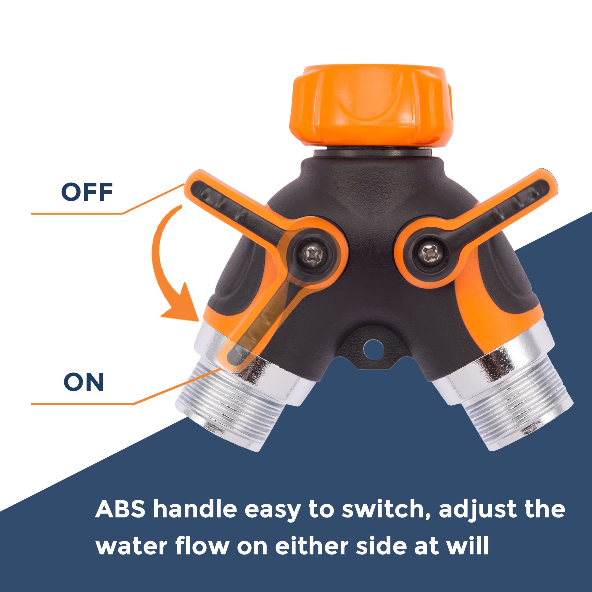 Heavy Duty 2-Way Hose Splitter with Retractable Reel - for Garden & Outdoor Use