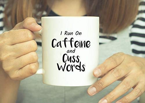 Funny Coffee Mug - 11OZ 'I Run On Coffee And Cuss Words' Ceramic Cup - Perfect for Office, Home & Gifts for Coffee Lovers