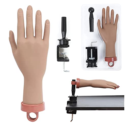Professional Nail Practice Mannequin Hand with C-Clamp - Fake Hands for Acrylic Nails, Gel Polish & Nail Art Training - Perfect for Salon Students & Home Practice (Includes Secure Mounting Clamp)