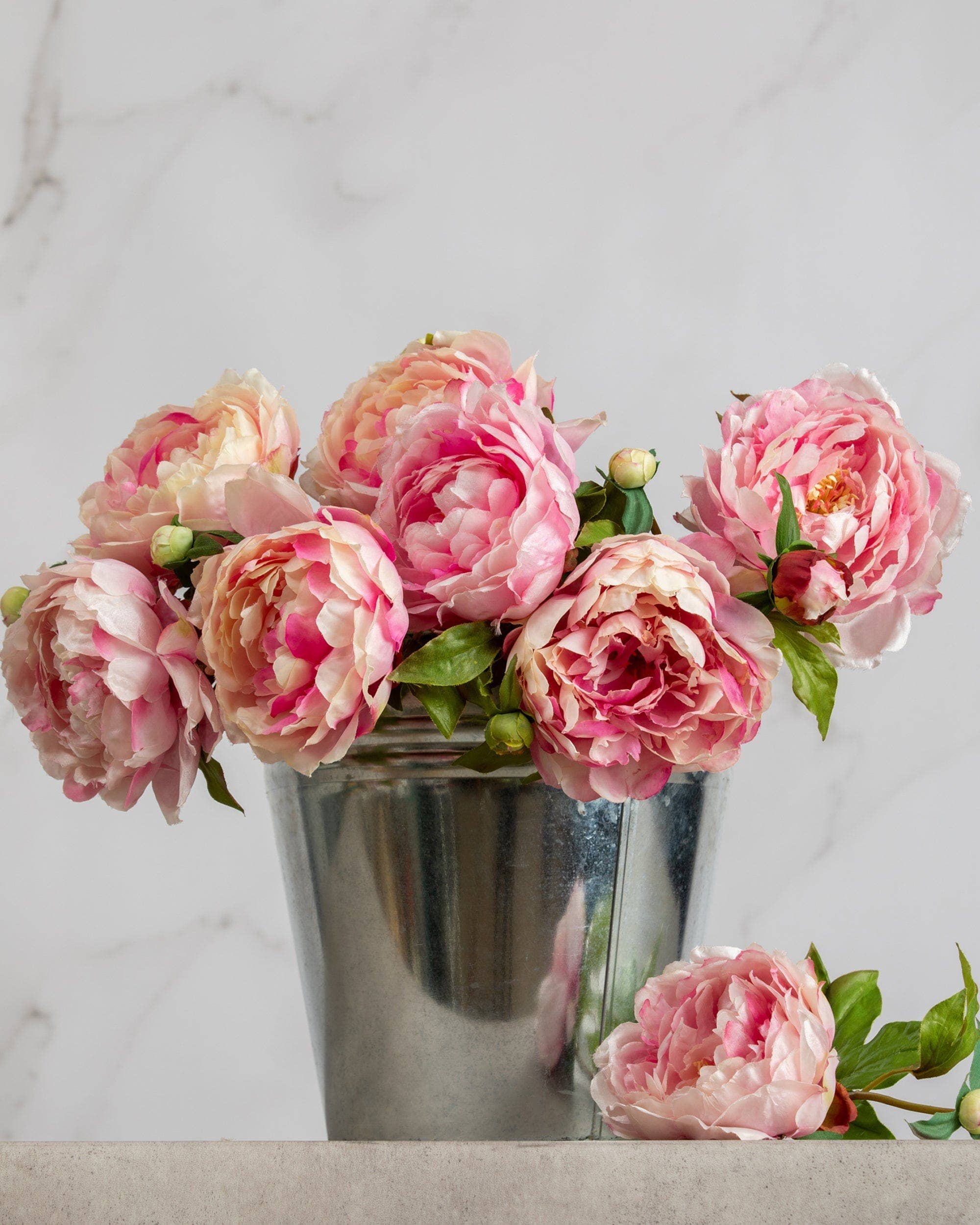 Artificial Pink Peony Flowers - 19.5
