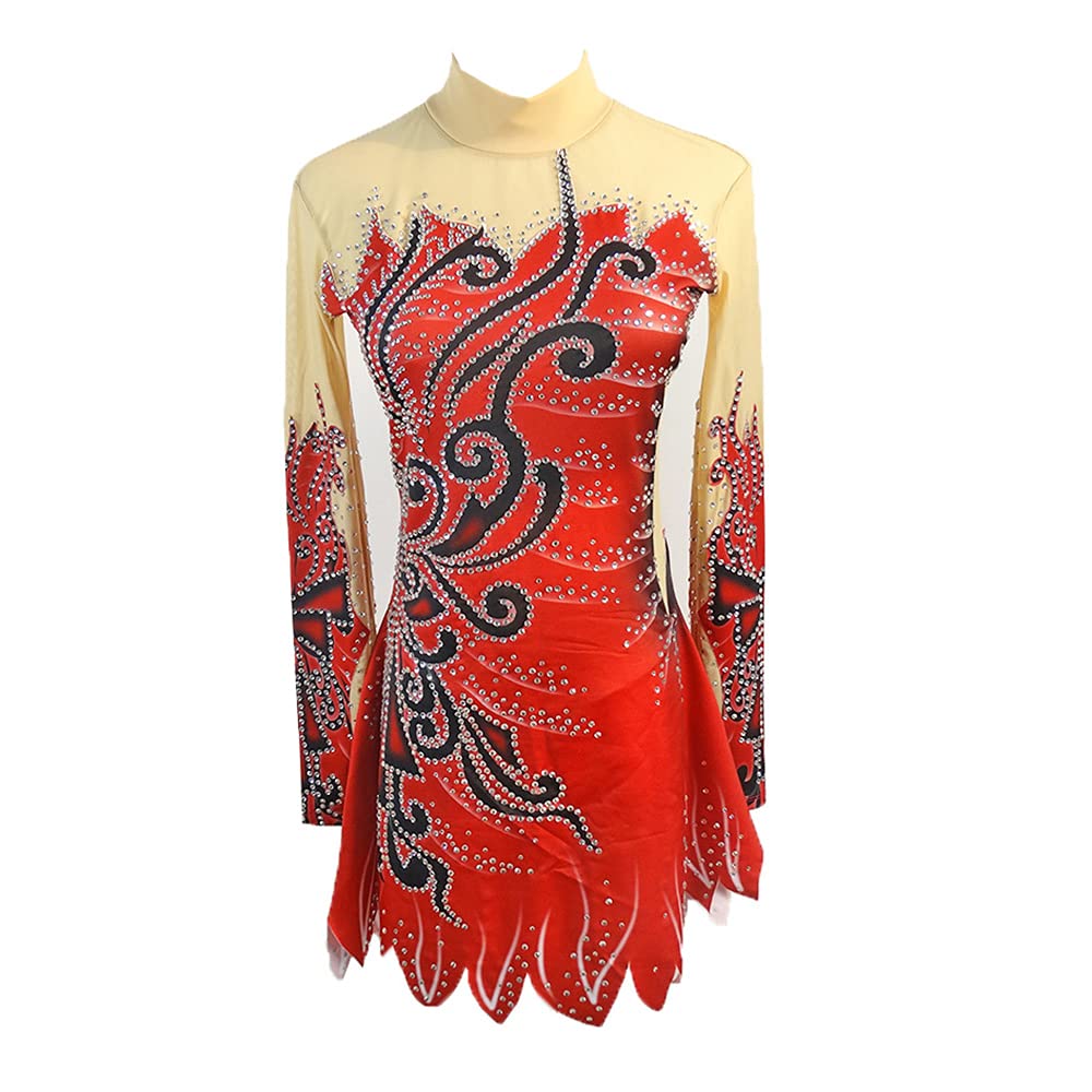 Red Rhythmic Gymnastics Leotard for Girls & Women - Competition Dance Dress for Ballet, Gymnastics & Performances