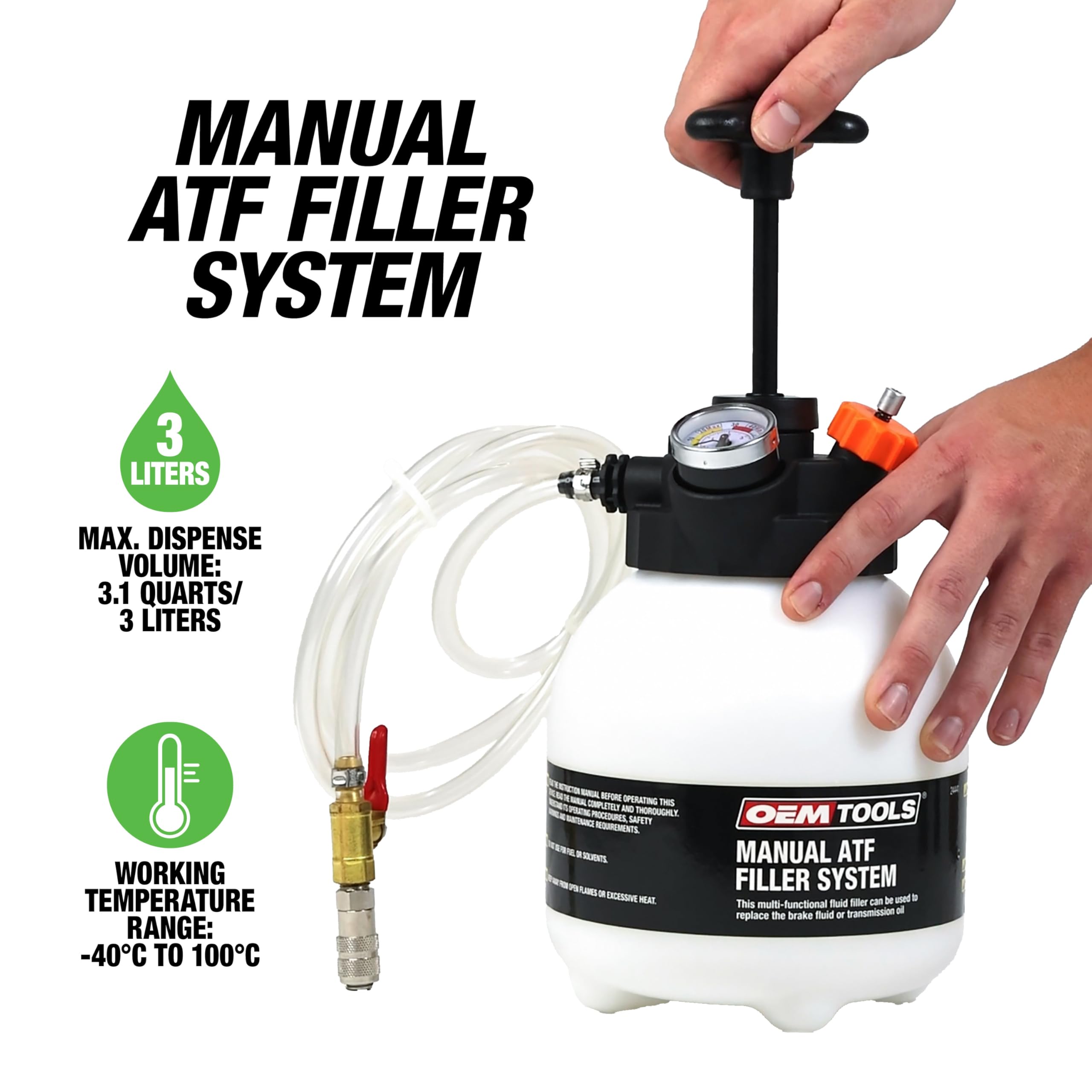 OEMTOOLS 24441 3-Liter Manual Transmission Fluid Pump - ATF Oil Extractor for Sealed Transmissions - Perfect for Fluid Changes in Cars, Trucks & Motorcycles