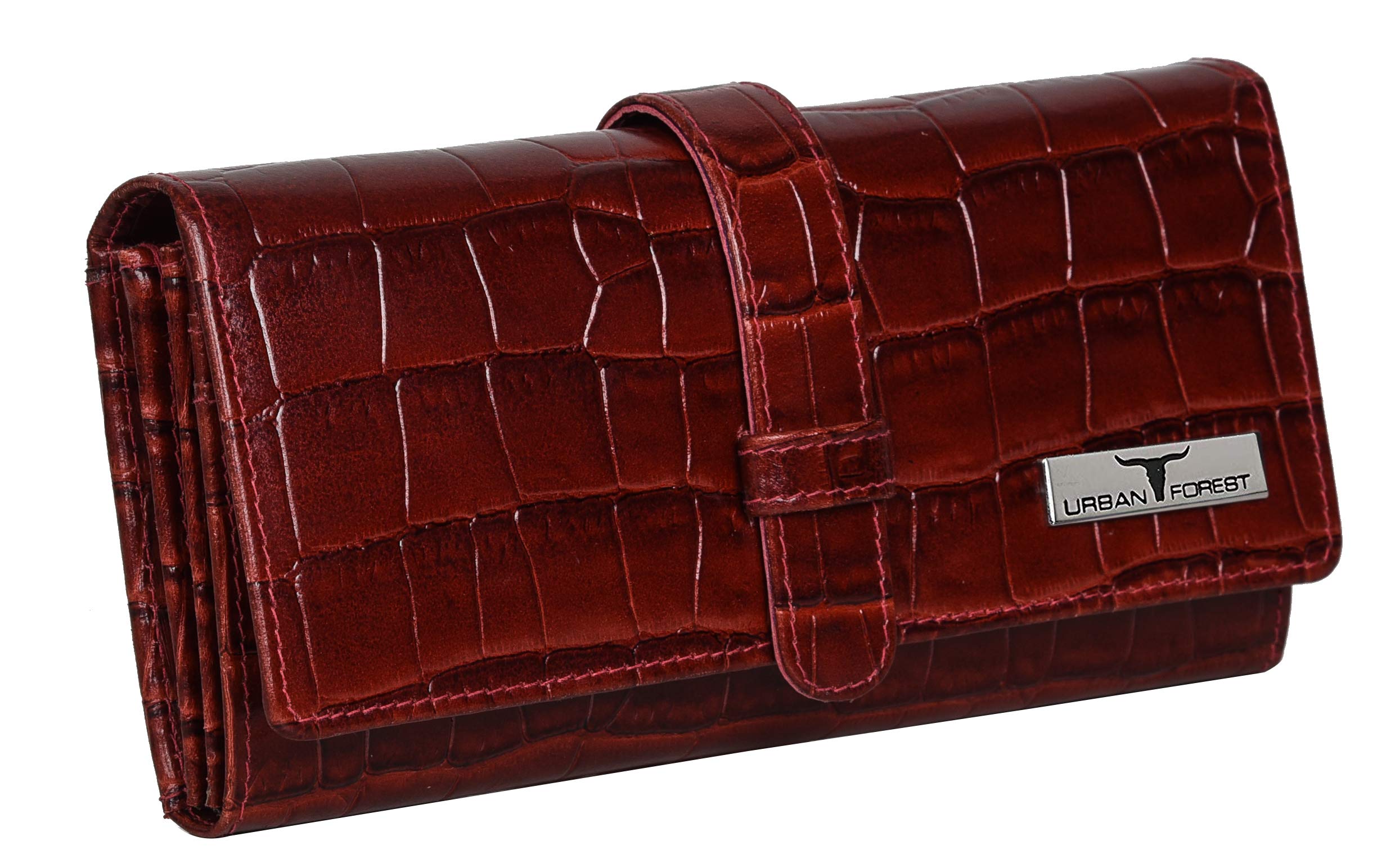URBAN FOREST Danny Dark Red Leather Wallet for Women - Slim RFID Blocking Bifold Wallet with Card Slots - Perfect for Everyday Use, Travel & Gifting
