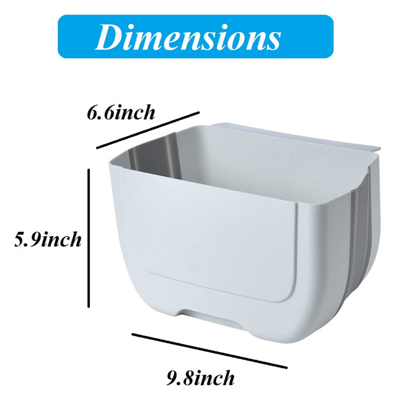 Foldable Hanging Kitchen Trash Can - 3L Collapsible Waste Bin for Cabinet Door, Car, Bedroom & Bathroom | Space-Saving Mini Garbage Can for Small Spaces (White) - Perfect for Compact Kitchens, RVs, Dorm Rooms & Office Spaces
