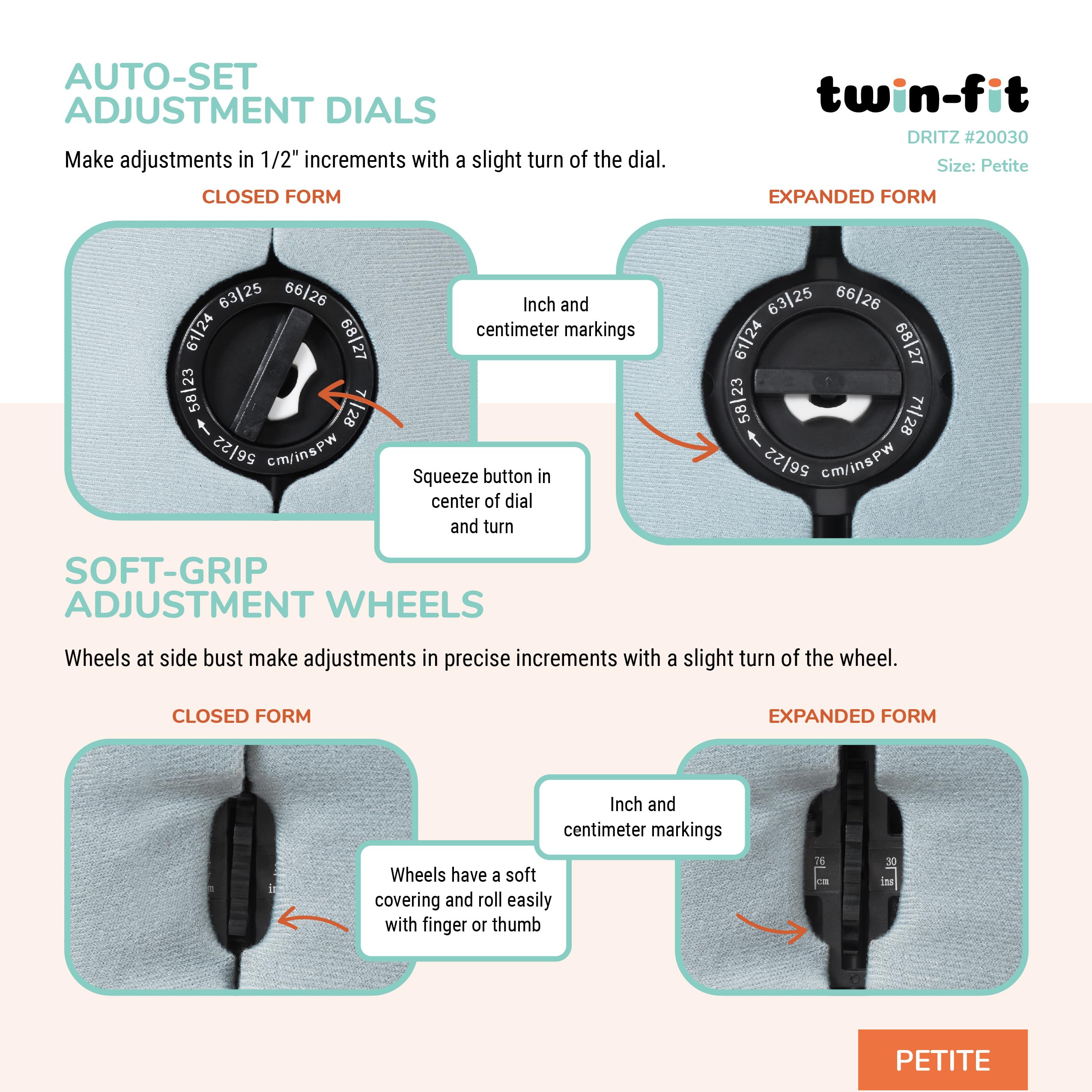 Dritz Twin-Fit Adjustable Dress Form with Tri-Pod Stand for Petite Sizes - Perfect for Fashion Design, Sewing, and Tailoring at Home or Studio