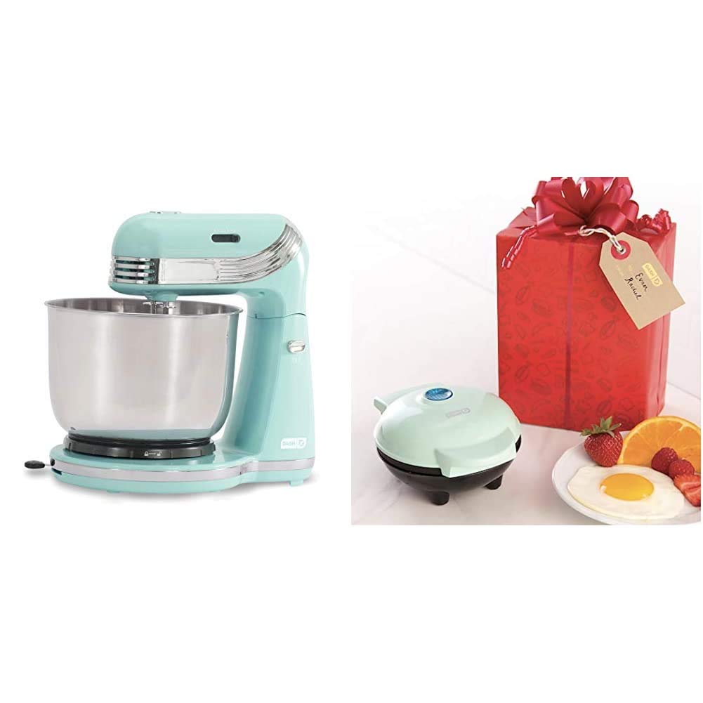 Dash Stand Mixer in Aqua | Mini Portable Grill & Panini Press Machine for Burgers, Sandwiches, Chicken | Perfect for Breakfast, Lunch & Snacks On-the-Go | Includes Recipe Guide | Ideal for Home Kitchens, Camping & Office Use