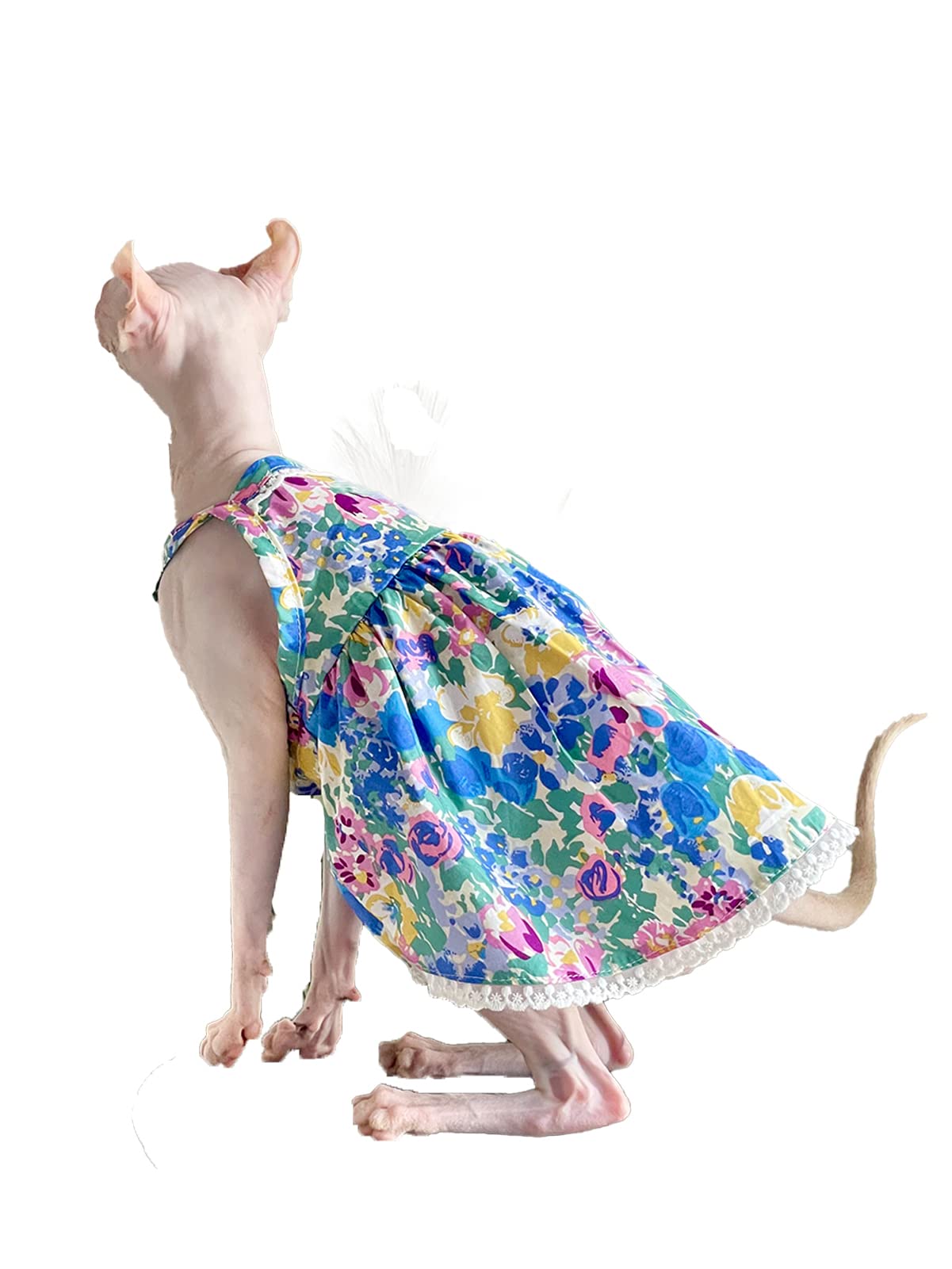 Sphynx Cat Clothes Summer Thin Floral Lace Pullover Tank Top - Breathable Halter Vest for Hairless Cats & Kittens | Perfect for Indoor Play, Photo Shoots & Warm Weather Outfits