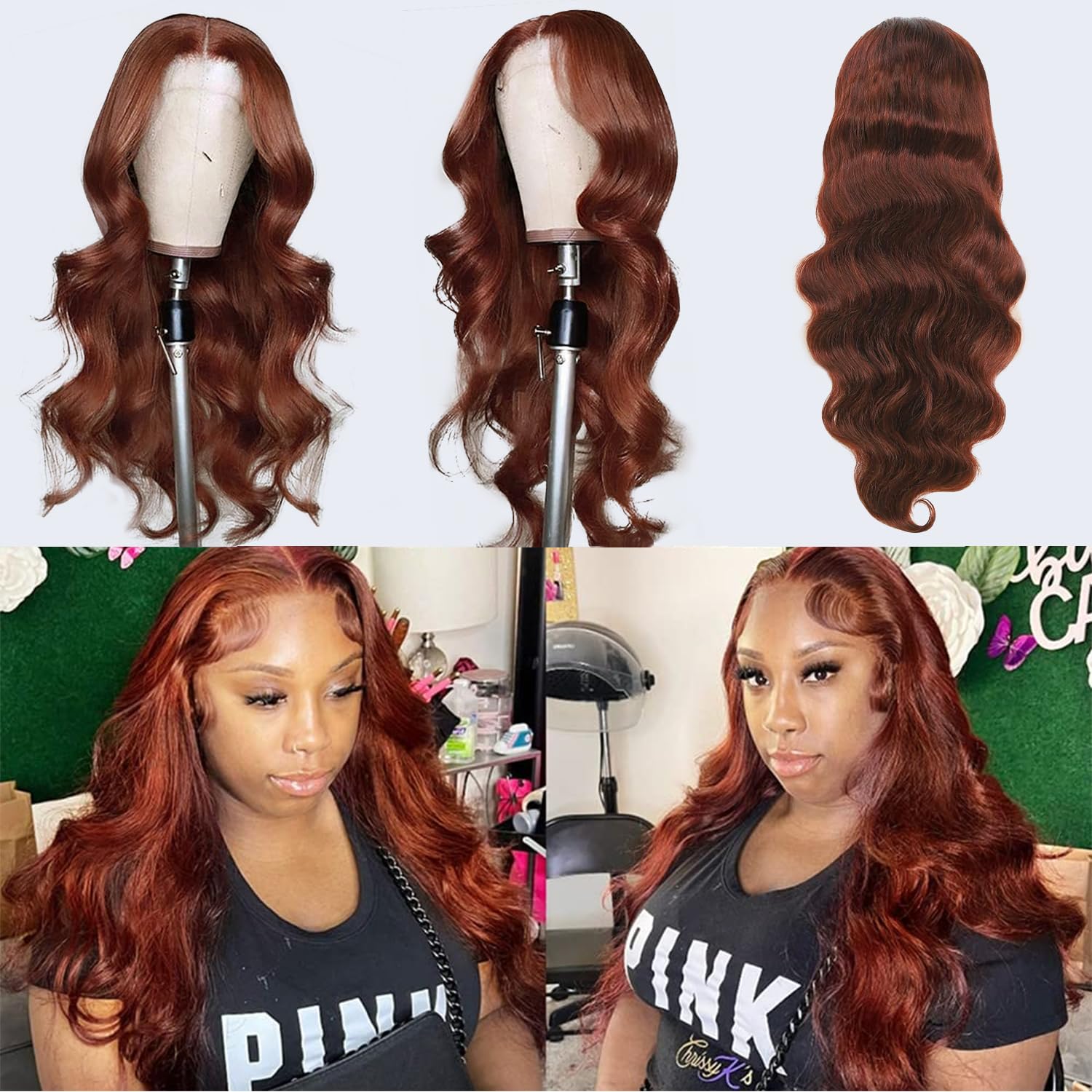 30 Inch Reddish Brown 180 Density Body Wave HD Lace Front Wig - 13x6 Lace Human Hair Wig with Pre-Plucked Hairline (350% Density) - Natural Looking Wigs for Women - Perfect for Daily Wear, Parties & Special Occasions