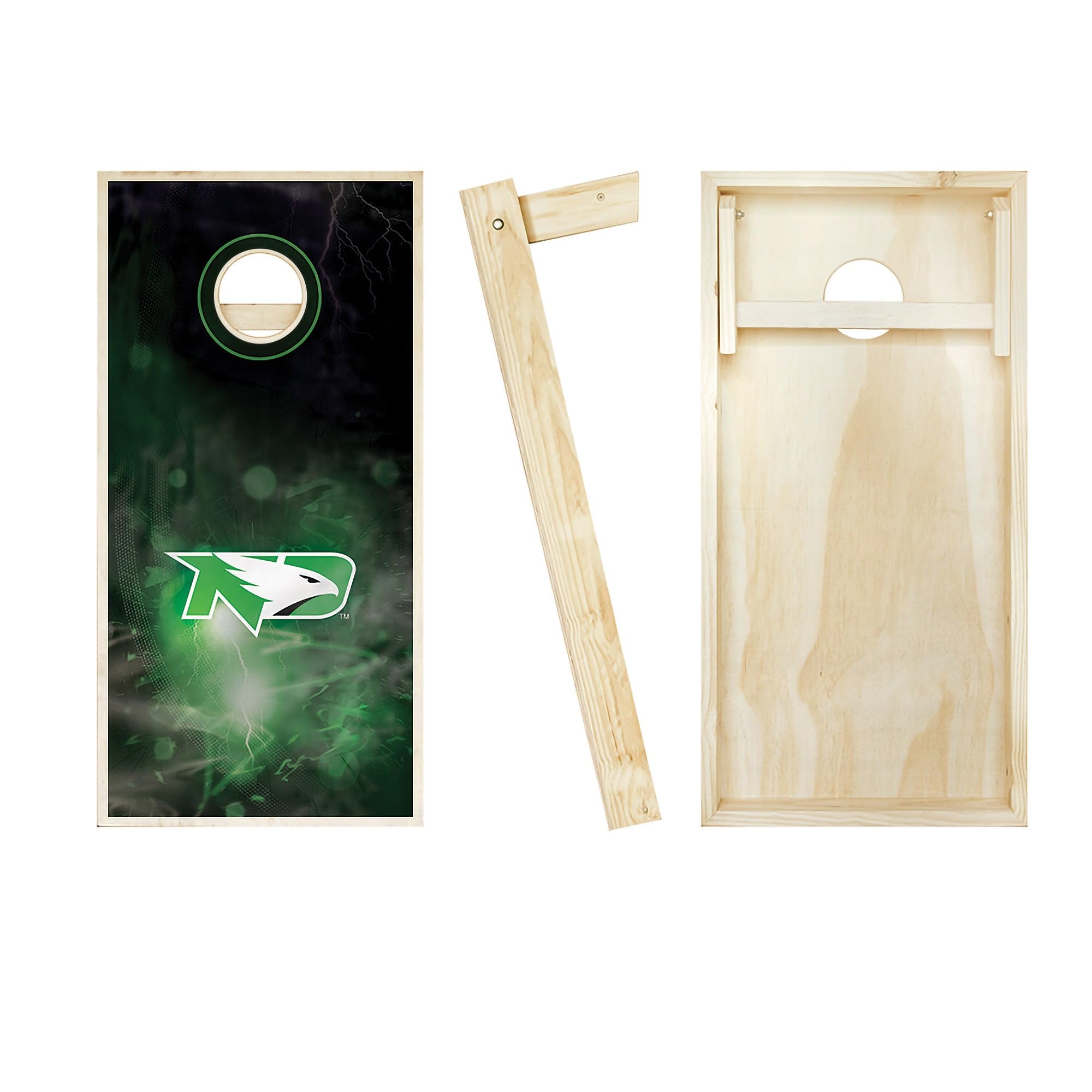 Skip's Garage North Dakota Smoke Cornhole Board Set - Custom Team Logo Design - Regulation Size Cornhole Game for Tailgating & Backyard Parties