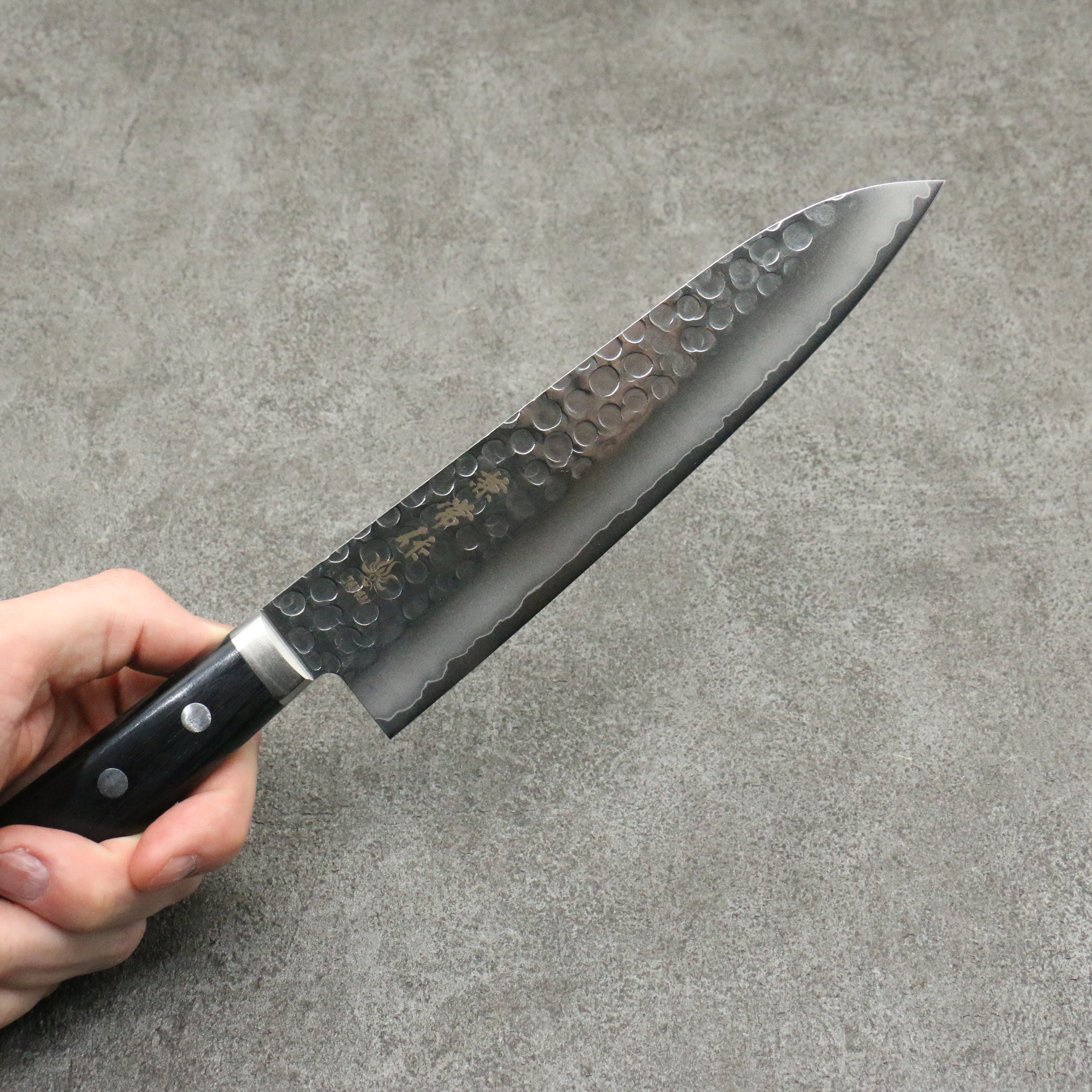 Kanetsune VG1 Hammered Gyuto 180mm Japanese Chef Knife with Black Pakkawood Handle - Perfect for Sushi, Meat Cutting & Professional Kitchen Use