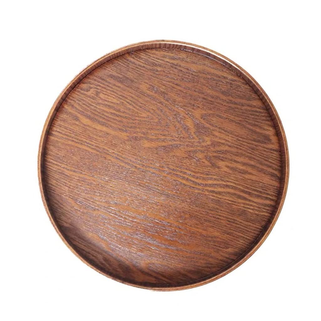 Brown 21cm Round Wooden Cake Tray Plate - Elegant Kitchen Dessert Serving Dish for Parties, Weddings & Home Decor