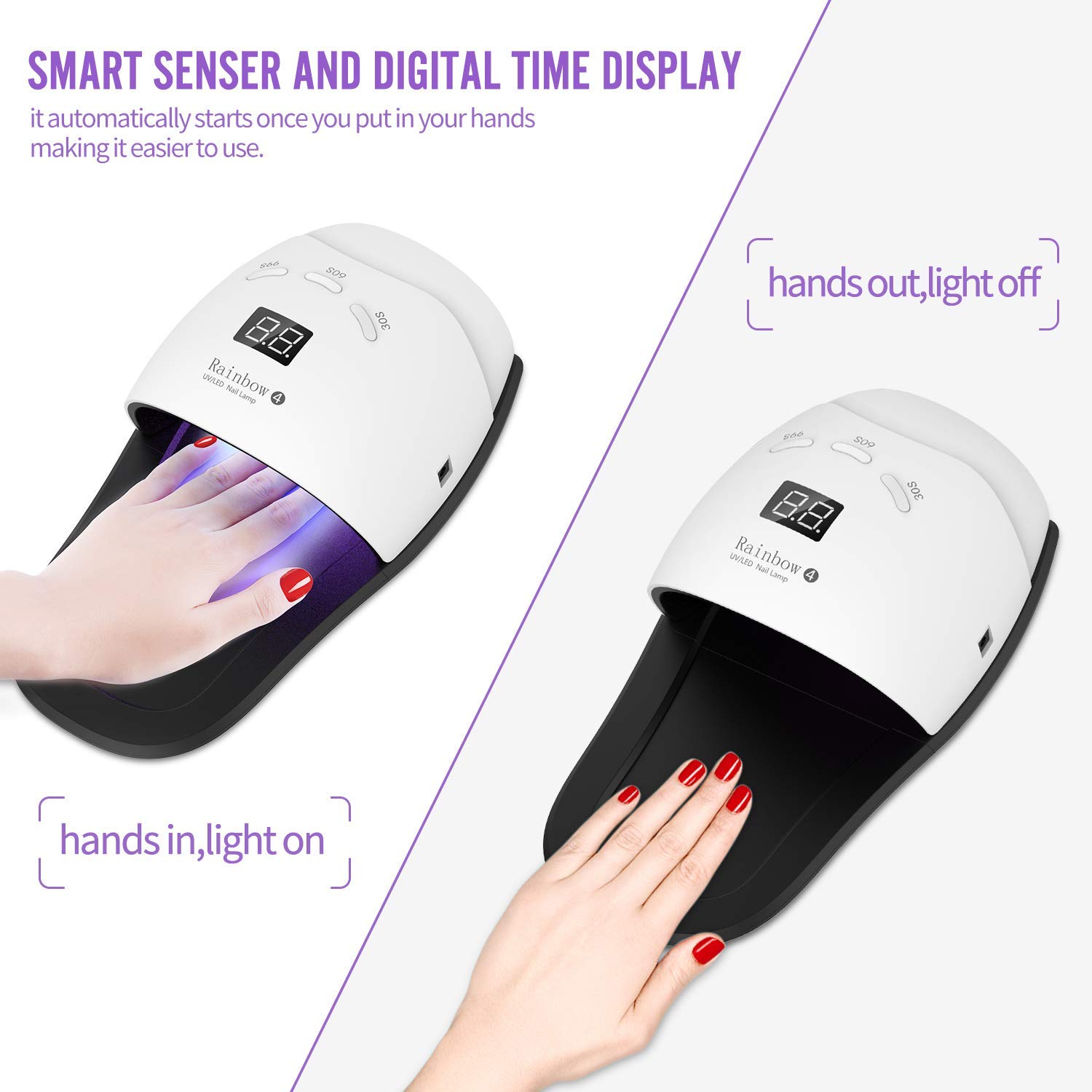 Oukaide 48W UV/LED Nail Lamp - 2 in 1 Professional Nail Dryer for Gel Polish Curing | Fast Drying for Finger & Toe Nails | Portable Design for Home & Salon Use | Perfect for Manicures, Pedicures & DIY Nail Art