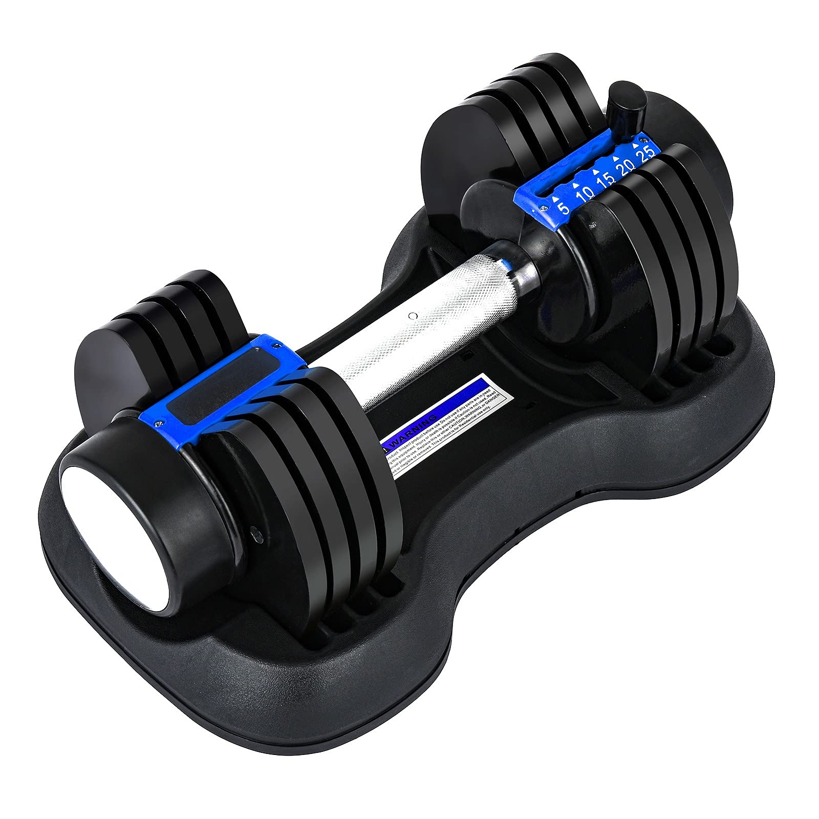 25 lb Adjustable Dumbbell Set with Quick-Change Weight Plates - Home Gym Equipment for Strength Training, Muscle Building & Full Body Workout (Blue) | Perfect for Home Fitness, CrossFit & Weight Lifting