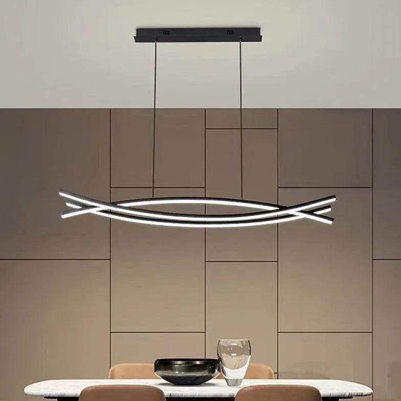 Modern Three Intersecting Curves Pendant Light - Geometric Ceiling Fixture for Living Room, Dining Room & Bedroom Decor