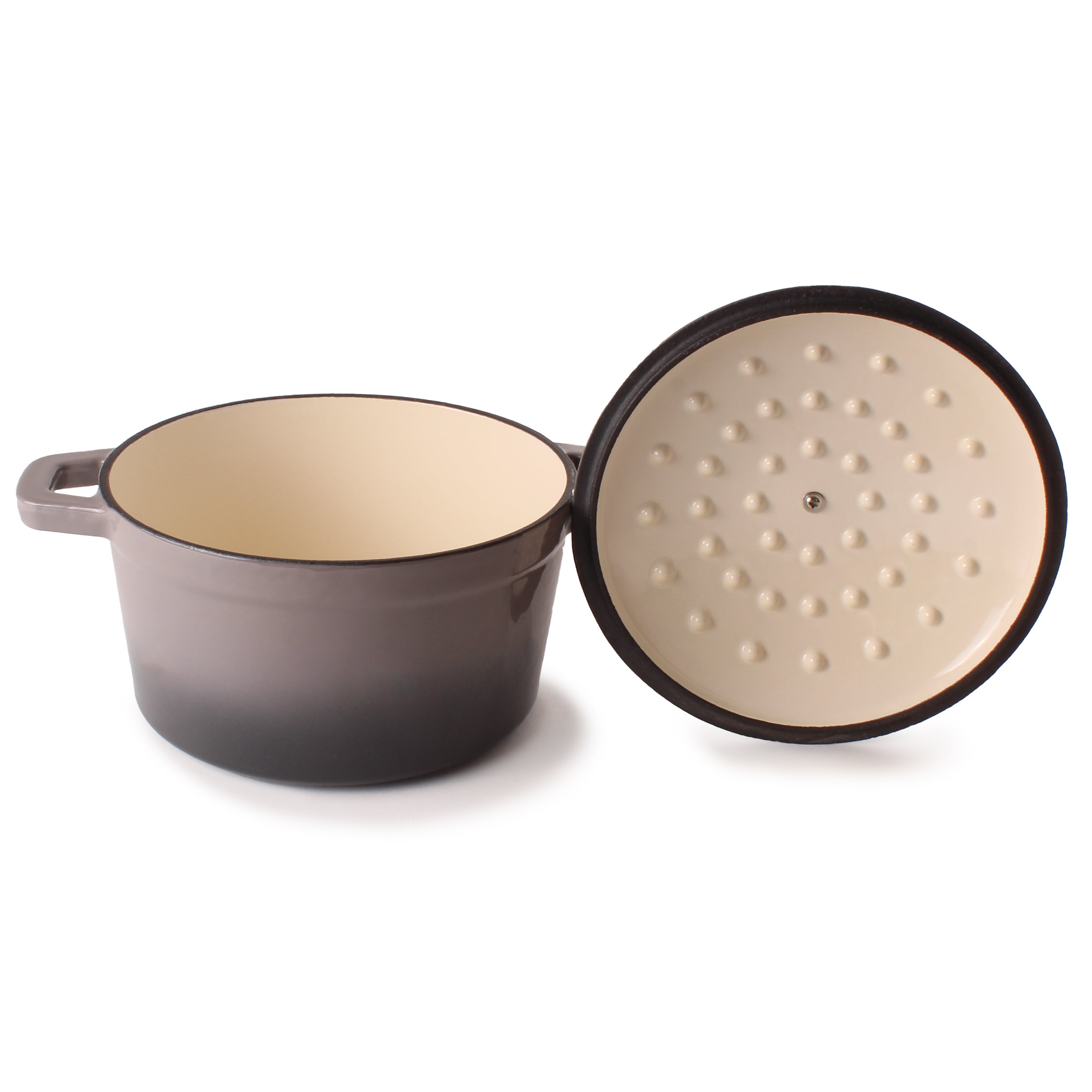BergHOFF Neo Cast Iron 3-Quart Round Dutch Oven with Lid | Oyster White | Stovetop & Oven Safe | Perfect for Soups, Stews & Bread Baking