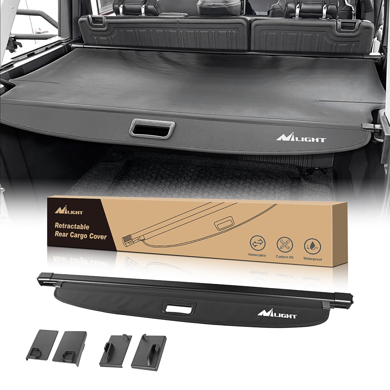 Nilight Retractable Trunk Cargo Cover for Ford Bronco 4-Door (2021-2024) | Security Shade Accessories | Durable & Easy Installation | Perfect for Road Trips, Camping & Grocery Storage