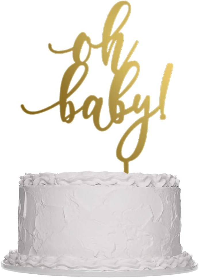 Incrizma Gold Acrylic 'Oh Baby' Cake Topper - Elegant Baby Shower Decor for Newborn Welcome, 1st Birthday Party Supplies for Boys & Girls - Perfect for Nursery Decorations and Gender Reveal Celebrations