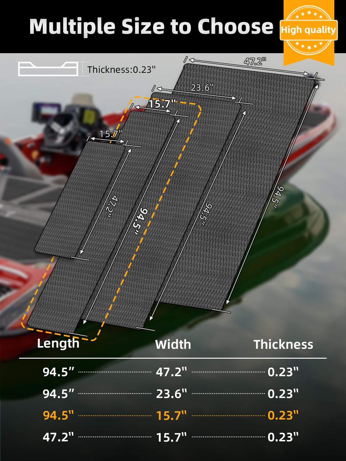 Premium EVA Foam Boat Decking - Non-Slip Marine Flooring Mats for Boats, RV, Yacht & Kayak (94.5