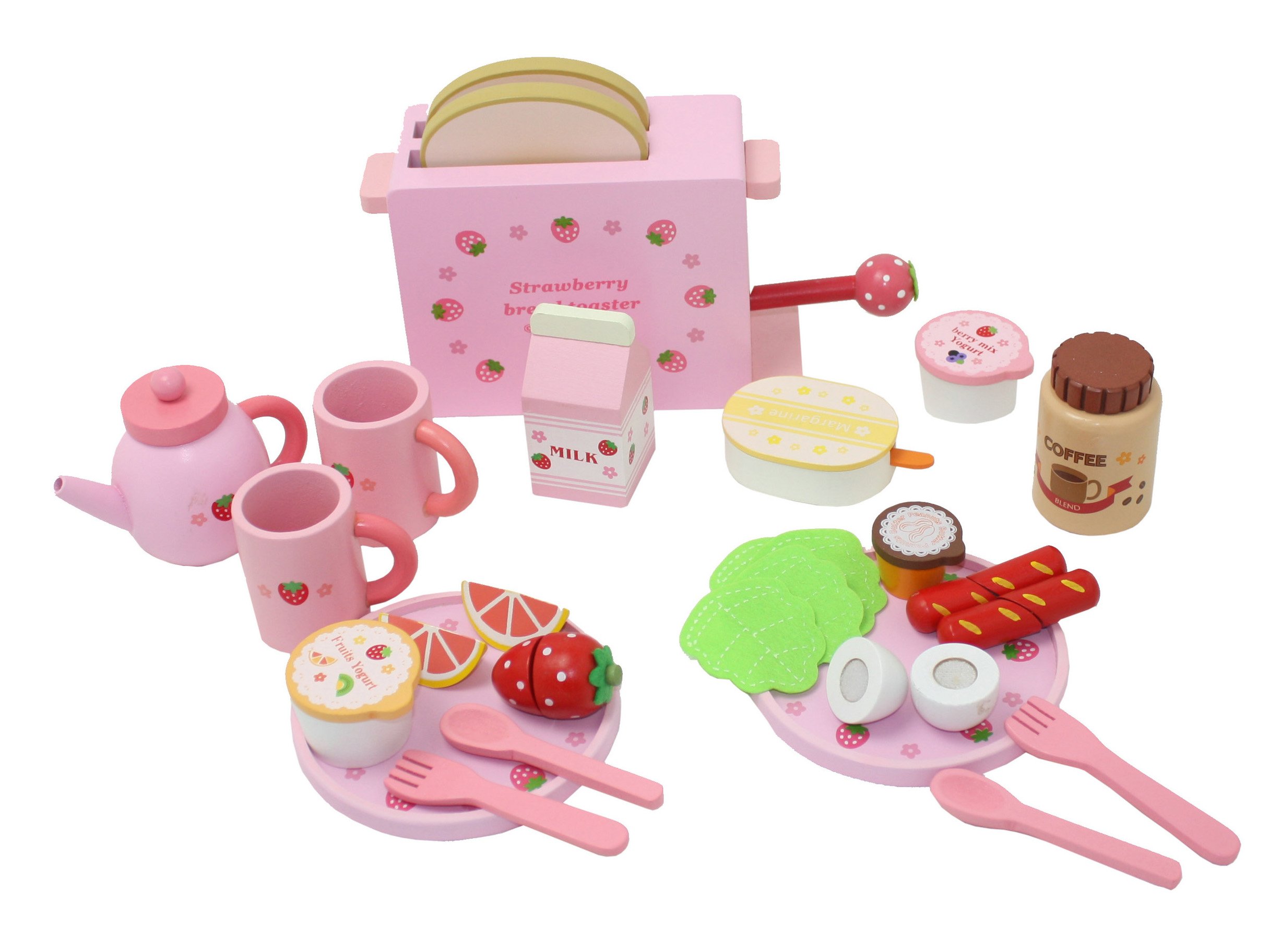 Complete Healthy Breakfast Wooden Play Food Set - 24-Piece Pretend Play Toy for Kids, Montessori Learning, Kitchen Role Play - Perfect for Preschool, Daycare & Home Playtime