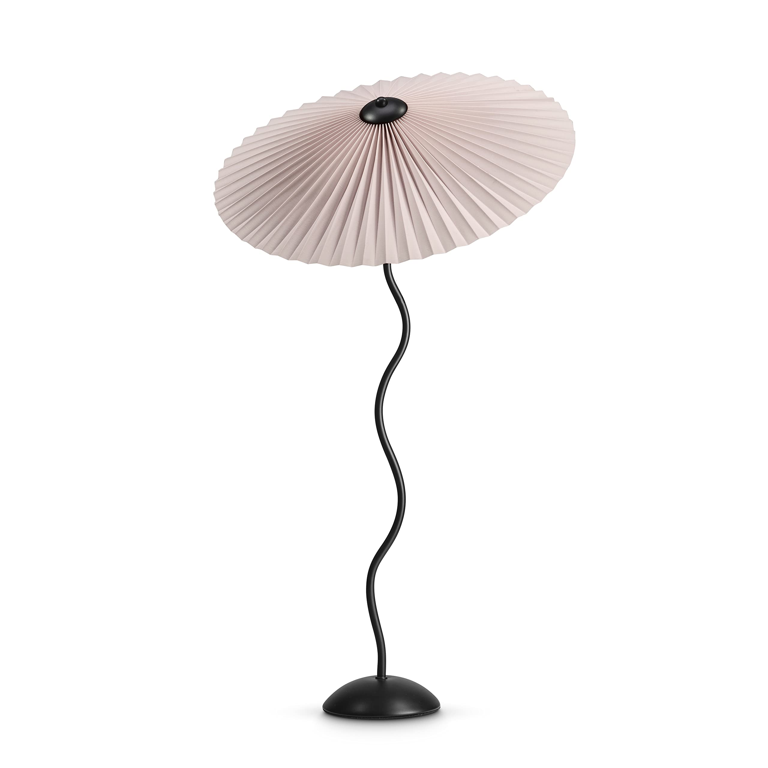 GENERAT STUDIO 27.5 Inch Modern Spiral Pleated Table Lamp - Dimmable Round Linen Fabric Shade with Umbrella Pleat Design - Bedroom Nightstand, Living Room, Office Desk Lighting (Pink) | Perfect for Cozy Reading Nook & Home Decor Accent