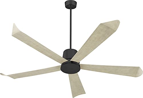 Quorum 82725-59 Rova 72 Inch Damp Rated Ceiling Fan with Light, Matte Black Finish - Perfect for Covered Patios, Porches, and Outdoor Living Spaces