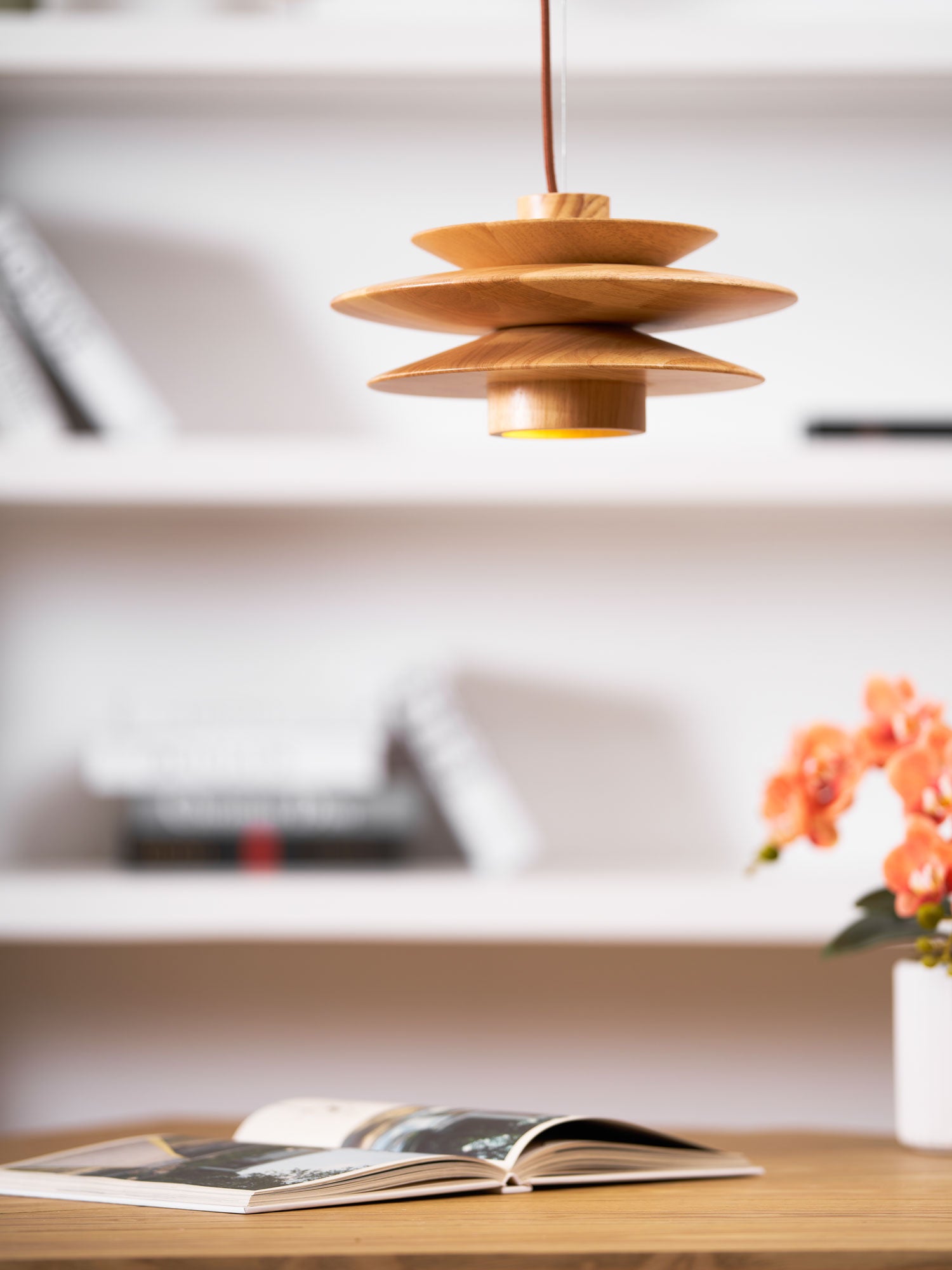 Handmade Cascade Wooden Disc Pendant Light - Natural Boho Ceiling Lamp for Living Room, Bedroom & Dining Room Decor - Perfect for Modern Farmhouse, Rustic & Scandinavian Style Homes