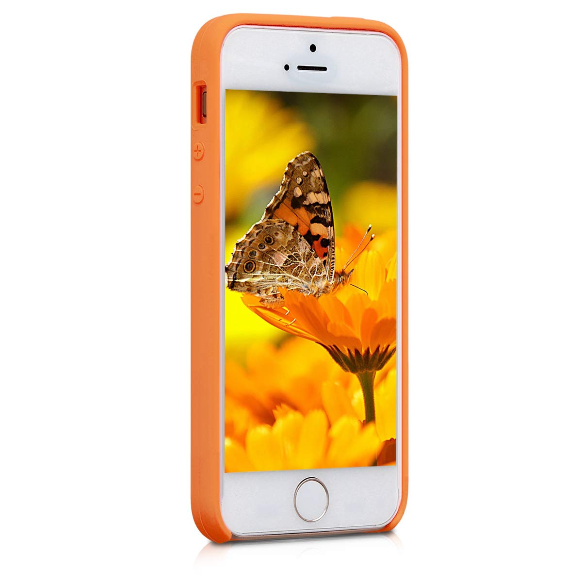 kwmobile TPU Silicone Phone Case for Apple iPhone SE (1st Gen 2016) / iPhone 5 / iPhone 5S - Soft Protective Cover in Fruity Orange - Perfect for Everyday Use, Work & Travel