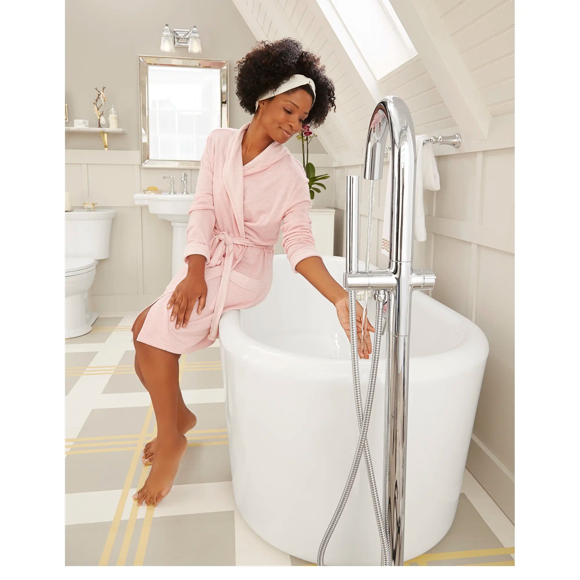 Modern Freestanding Bathtub Faucet with Hand Shower - Round Design, Lever Handle, Rough-in Valve - Perfect for Spa, Master Bathroom & Luxury Bathroom Renovations