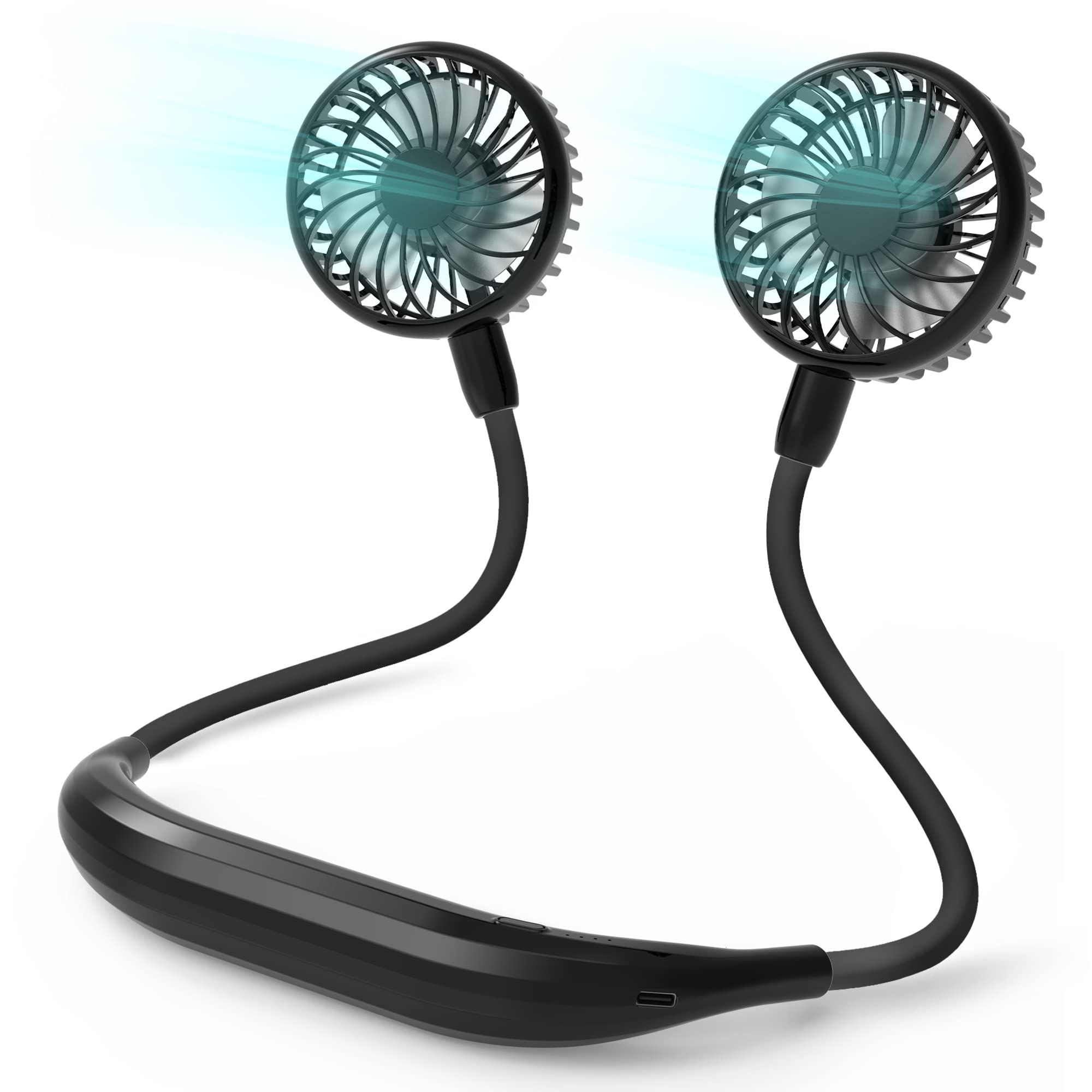 COMLIFE Portable Neck Fan - 2600mAh Rechargeable Battery, Ultra Quiet Hands-Free USB Personal Fan with 3 Speeds & 360° Adjustable Head | Perfect for Home, Office, Outdoor Activities, Travel & Gym Workouts (Black)