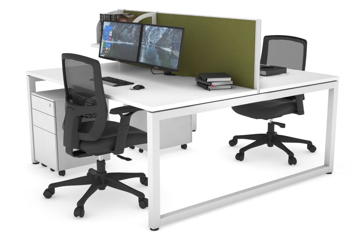 Quadro Loop Legs 2 Person Office Workstation - 1600L x 800W with Cable Management - Modern Shared Desk for Collaborative Workspaces & Home Offices