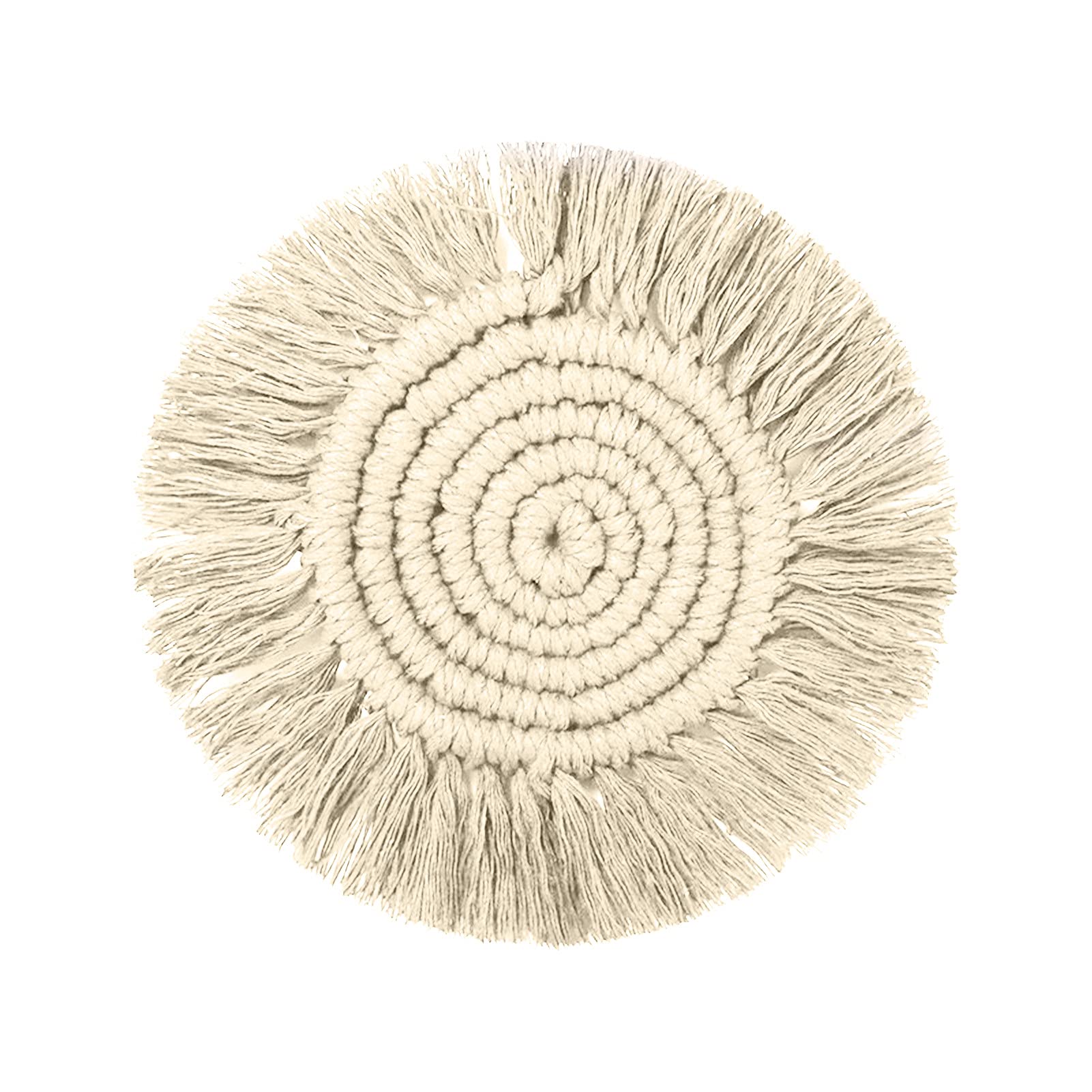 Hand-Woven Cotton Table Place Mats & Coasters Set - Multi-Purpose Drink Coasters for Coffee, Tea, and Dining - White (2-Pack) - Perfect for Home Decor, Kitchen, and Restaurant Use