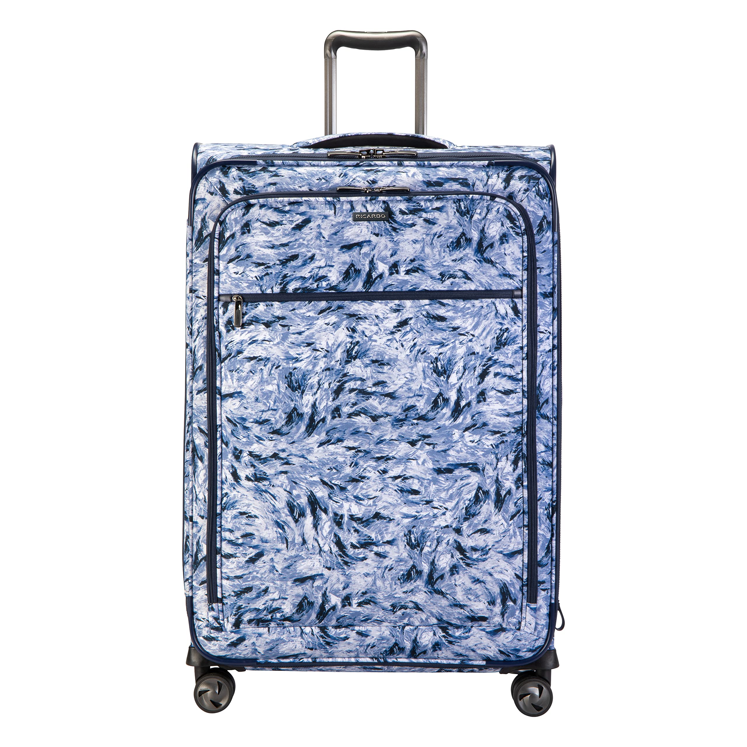 Ricardo Beverly Hills Seahaven 2.0 Expandable Softside Luggage with 4 Spinner Wheels - Water-Resistant Polyester Suitcase for Men & Women (29-Inch Large Check-in, Snow Leopard Print) - Includes Exclusive Packing Cube - Perfect for Air Travel, Business Trips & Vacation Getaways