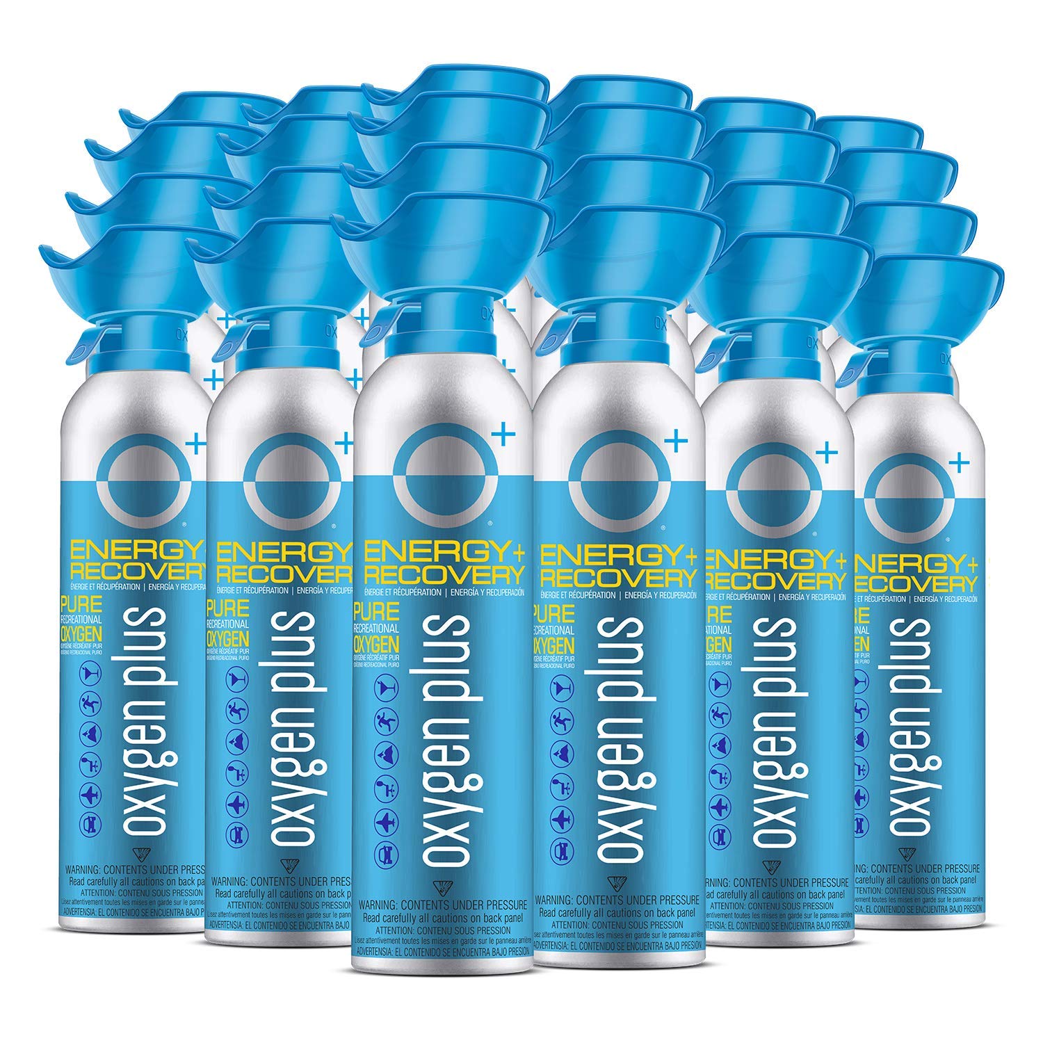 Oxygen Plus – O+ Biggi 24 Pack | 99.5% Pure Portable Oxygen Canister | Energy Booster & Recovery Supplement | 50+ Uses per 11L Can | Hiking, Workout & Altitude Sickness Relief