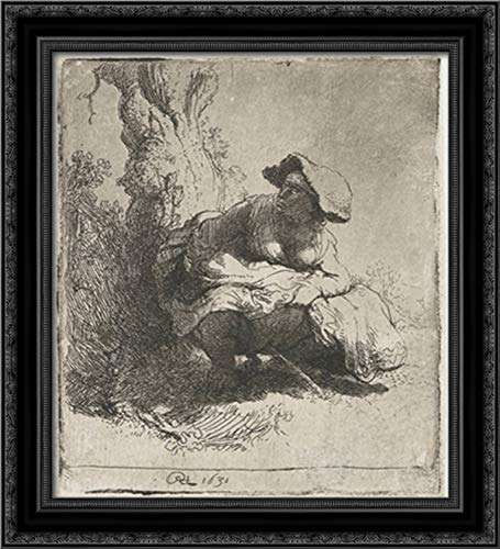 Rembrandt Black Ornate Wood Framed Canvas Art 20x22 - Classic Dutch Masterpiece Painting for Living Room, Bedroom & Office Decor