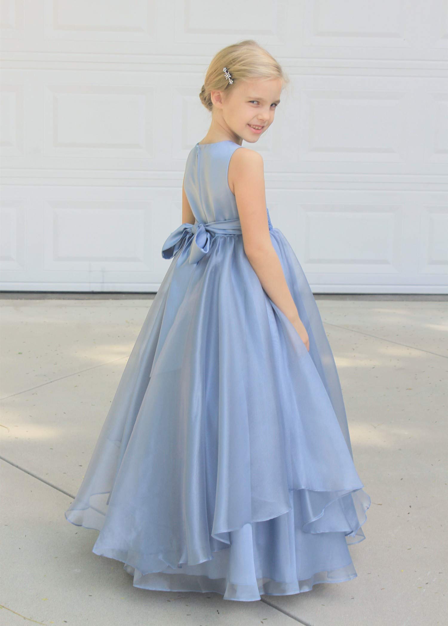 Elegant Asymmetric Ruffled Organza Sequin Flower Girl Dress for Toddlers - Perfect for Weddings, Pageants & Special Occasions