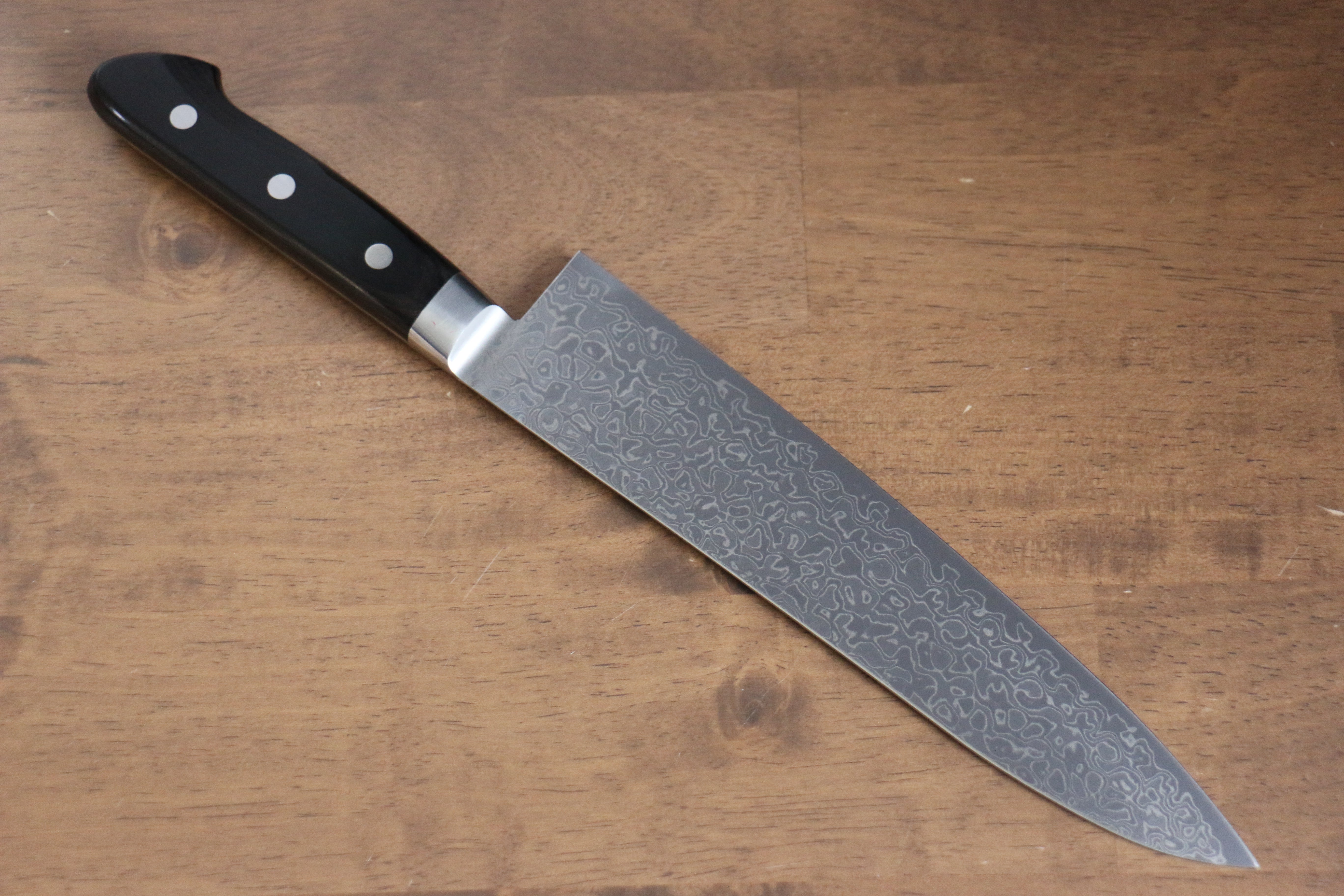 Premium AUS10 Damascus Gyuto Knife 210mm - Mirrored Finish, Black Pakka Wood Handle - Japanese Chef Knife for Professional Cooking, Slicing, and Meat Cutting