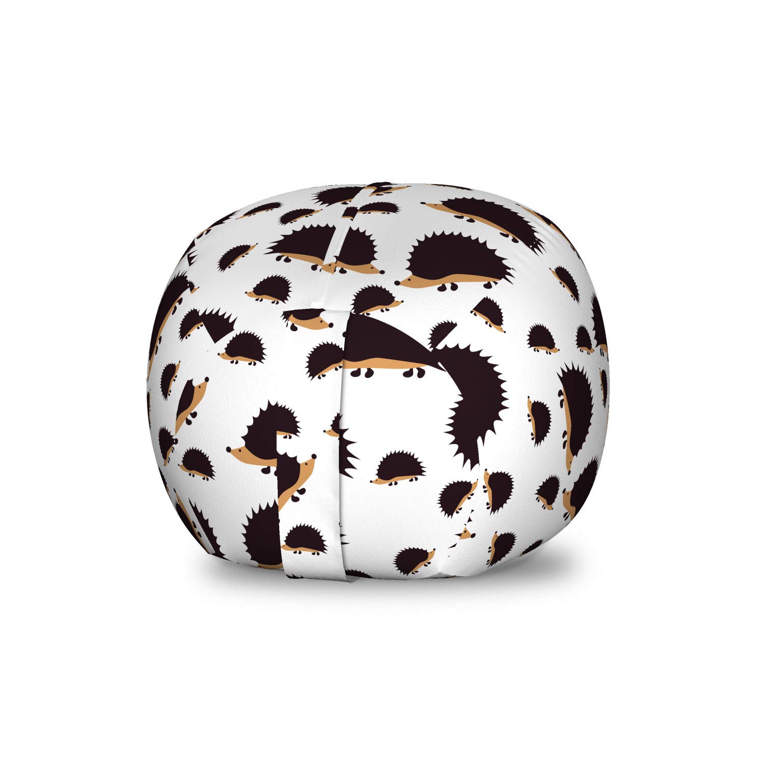 Ambesonne Hedgehog Storage Toy Bag Chair - Cartoon Porcupine Pattern, Washable Stuffed Animal Organizer, Small Size in Seal Brown & Pale Brown | Kids Room Decor, Plush Toy Storage, Playroom Organization