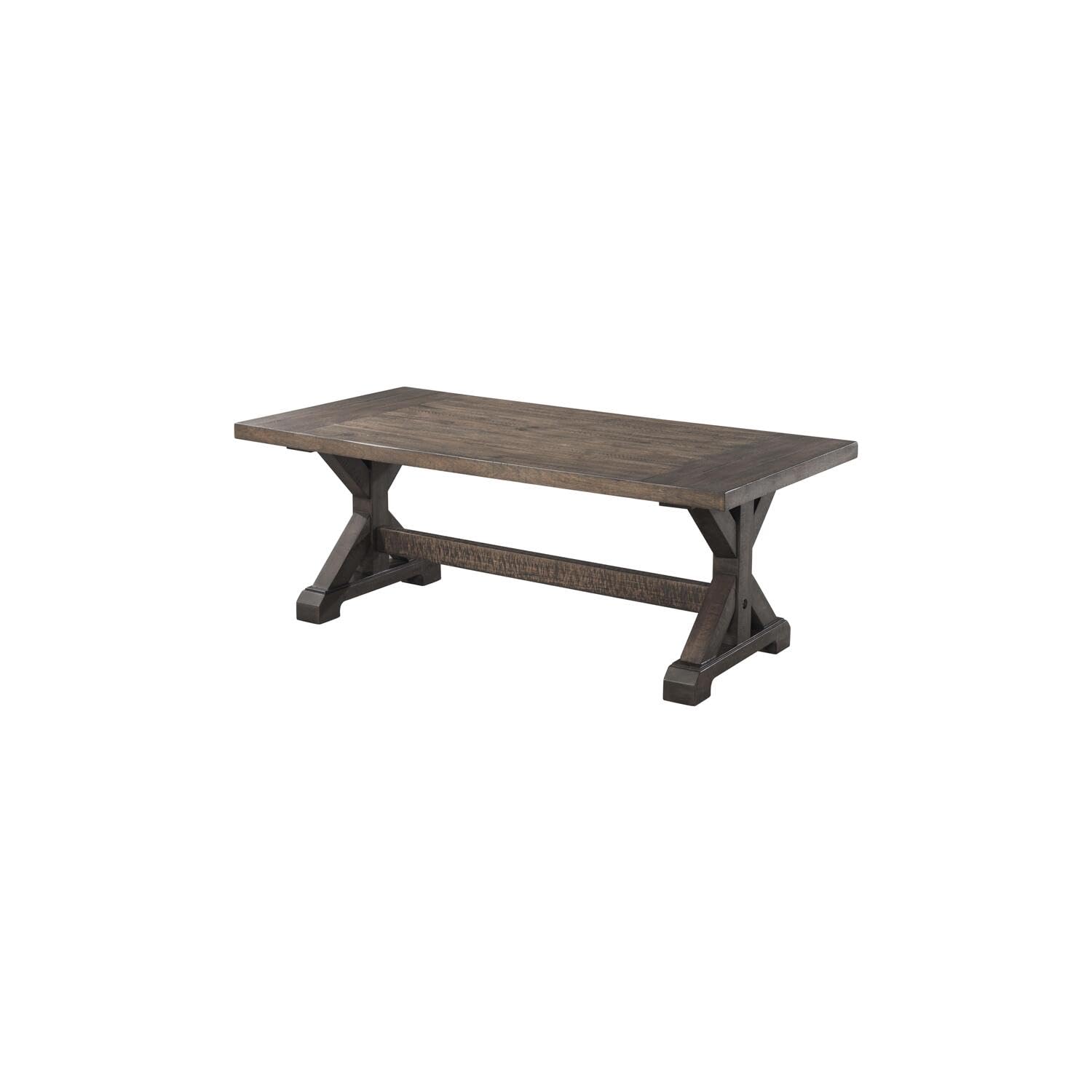 Picket House Furnishings Flynn Walnut Trestle Coffee Table - Modern Farmhouse Living Room Centerpiece for Home Decor