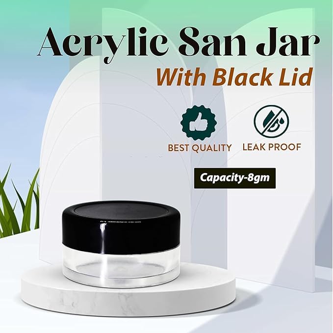 Clear Acrylic Cosmetic Jars with Leakproof Lids - 8ml Empty Containers for DIY Lip Balm, Lip Scrub, Body Butter, Makeup & Beauty Products (Black, Pack of 5) - Perfect for Home Crafting & Professional Salon Use