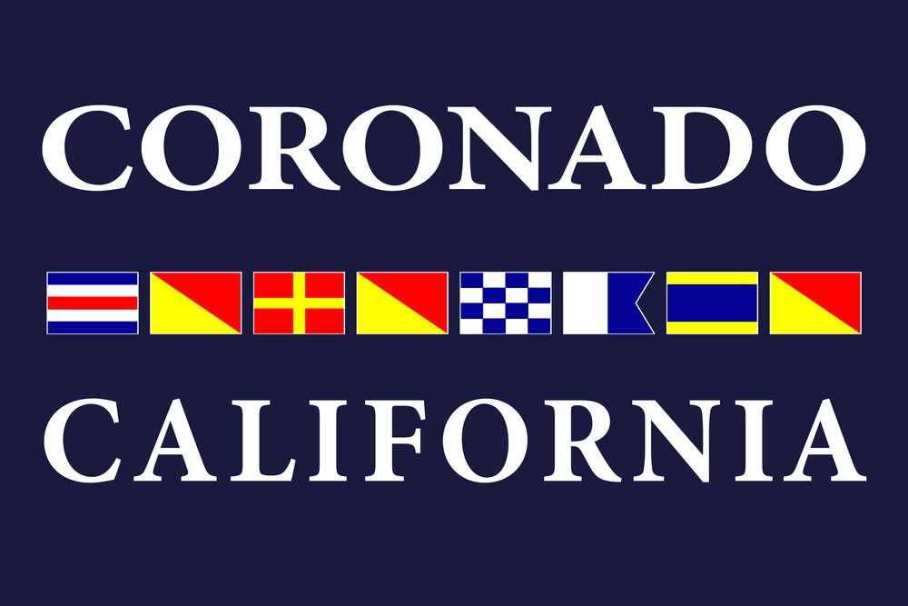 Nautical Flags Wall Art - Coronado California Coastal Decor (24x36 Inch Gallery Quality Aluminum Metal Sign) - Perfect for Beach House, Coastal Living Room & Nautical Themed Office Decor